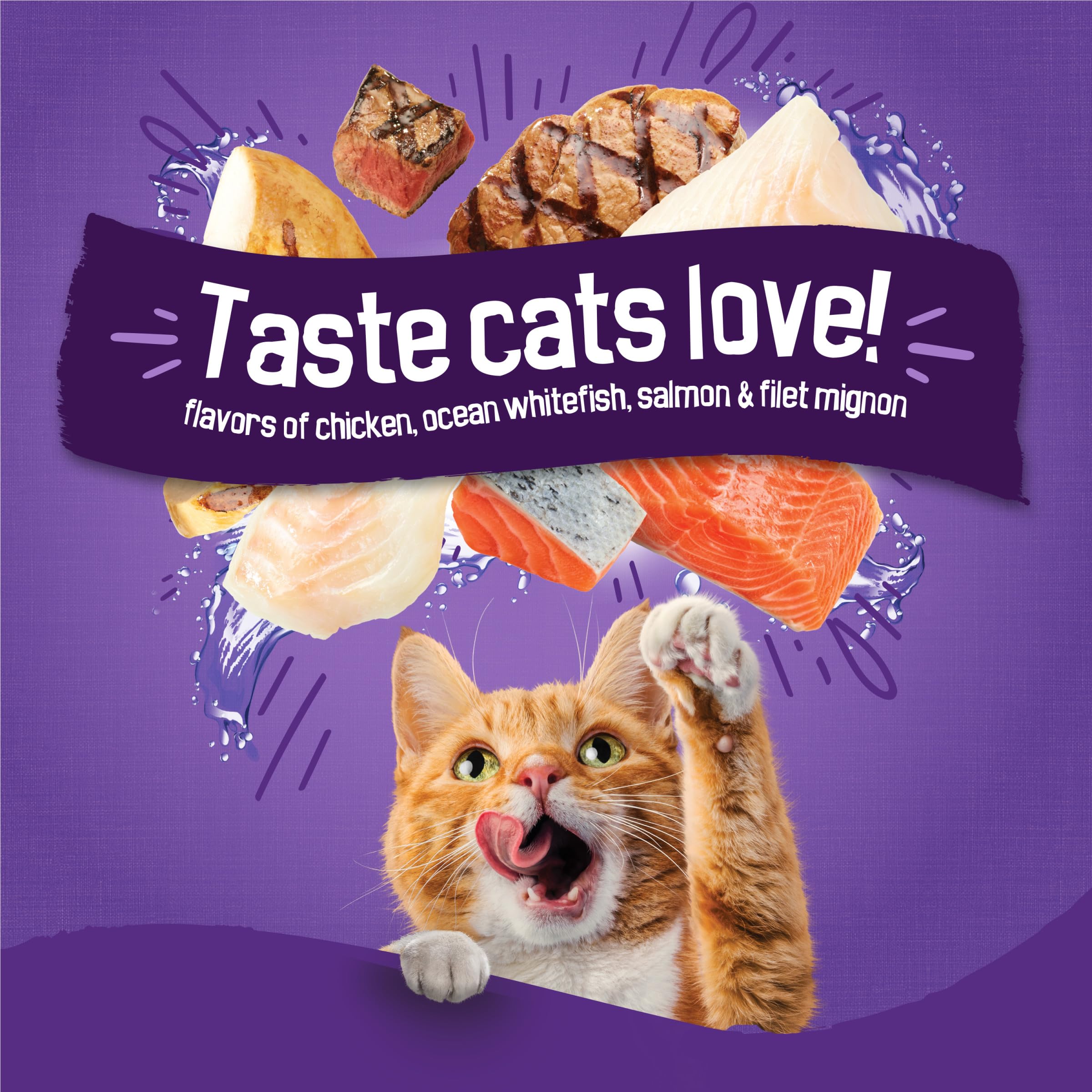 Friskies Surfin y Turfin favoritos, sabores pollo y pez blanco, variedad de gusto