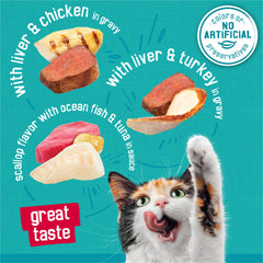 Friskies Tasty Treasures pavo en lata, caldo sabroso para hidratación.