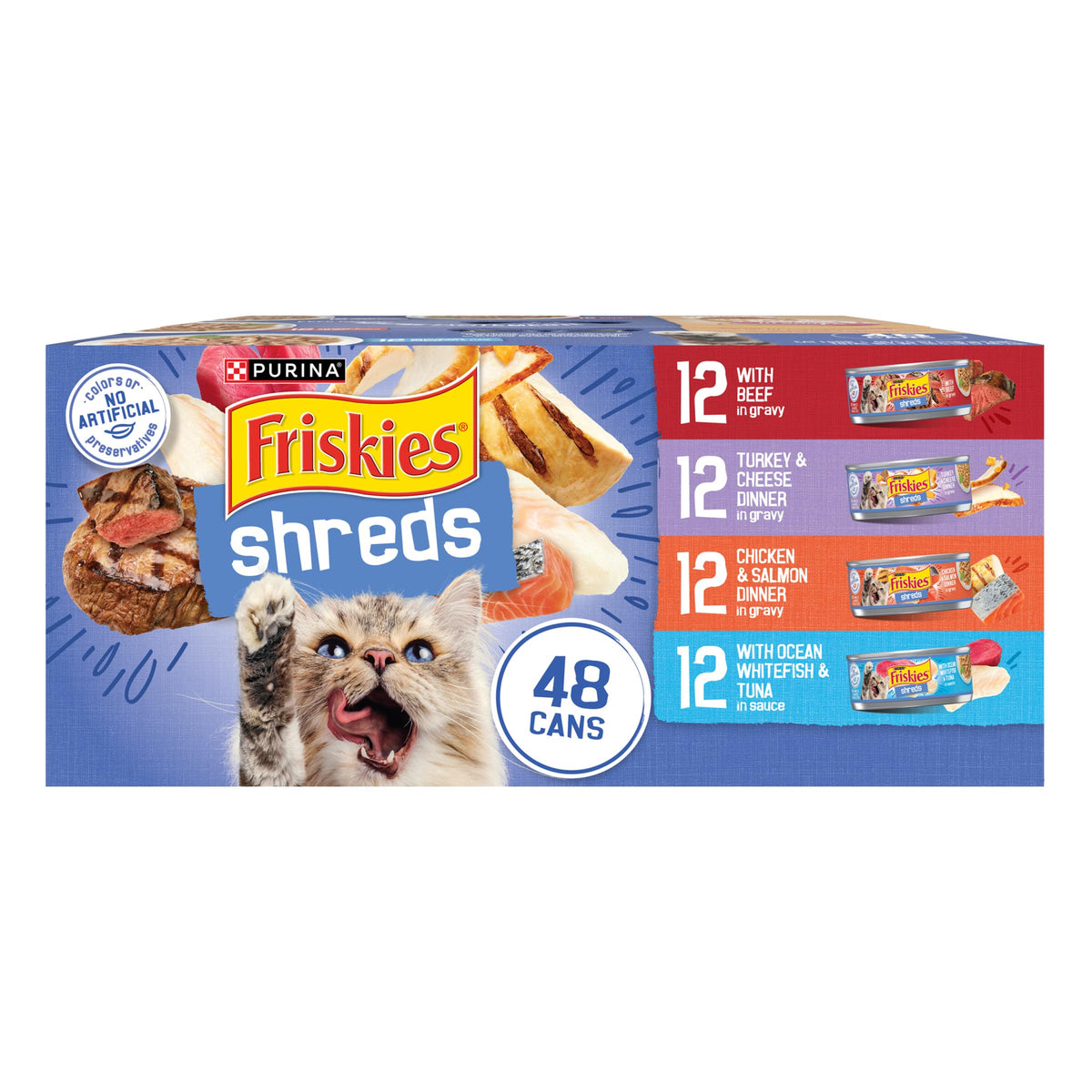 Friskies variedad shreds carne: textura tierna para la comida diaria de tu gato
