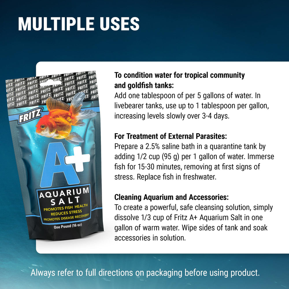 Fritz Aquatics A+ Salt: favorece la recuperación ante molestias del acuario.