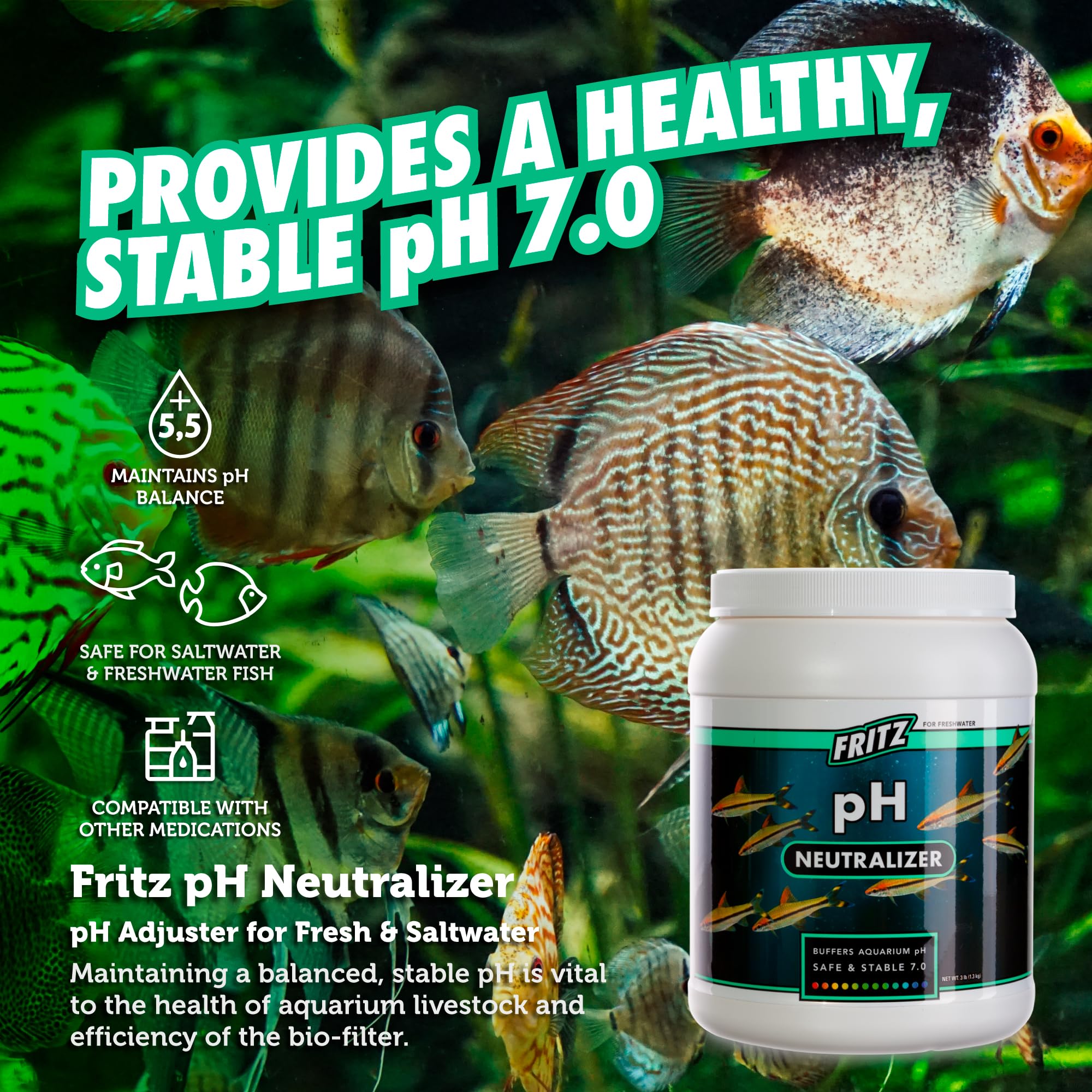 Fritz Aquatics Neutralizador de pH, para agua salada y equilibrio biológico
