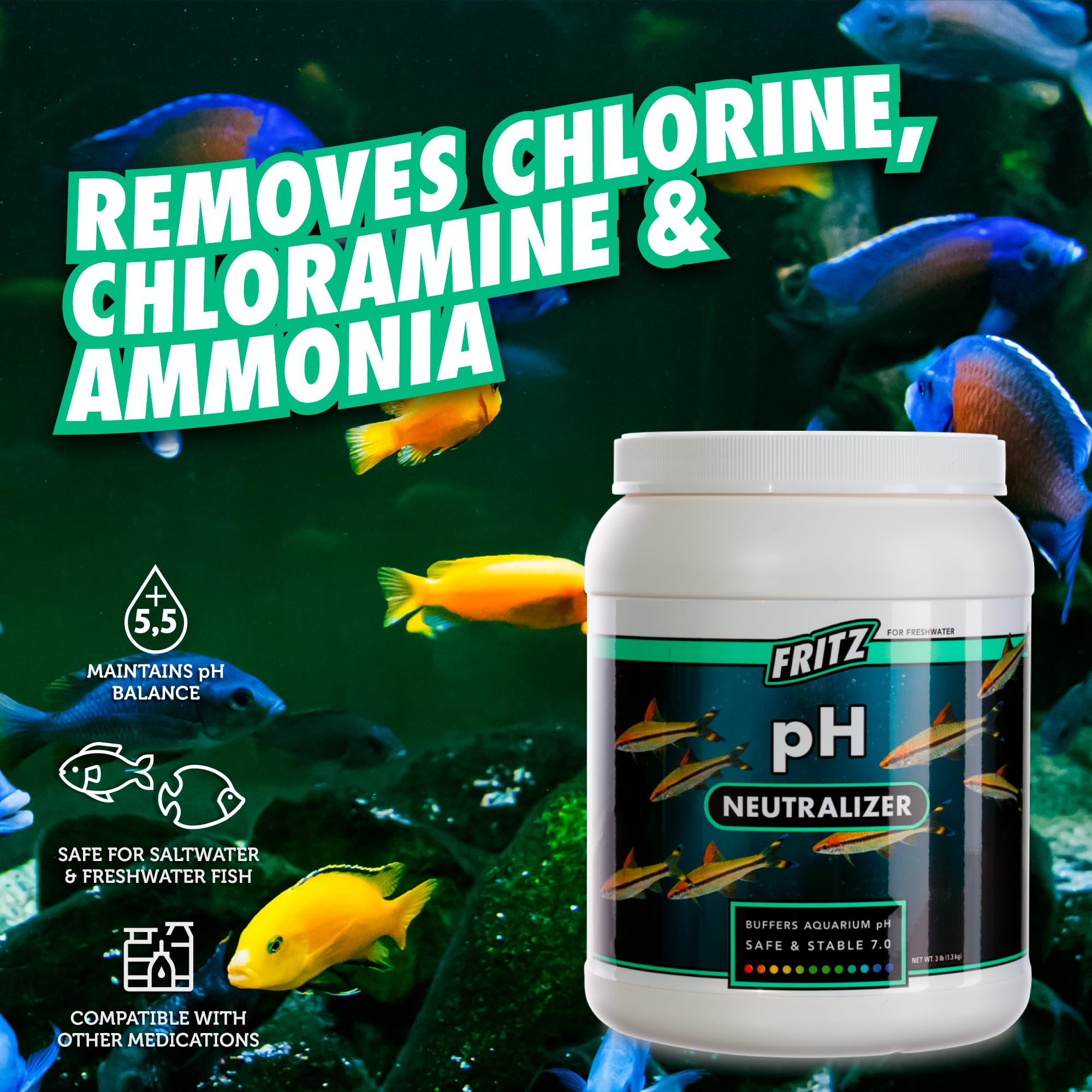 Fritz Aquatics Neutralizador de pH, mantiene pH neutro 7-0
