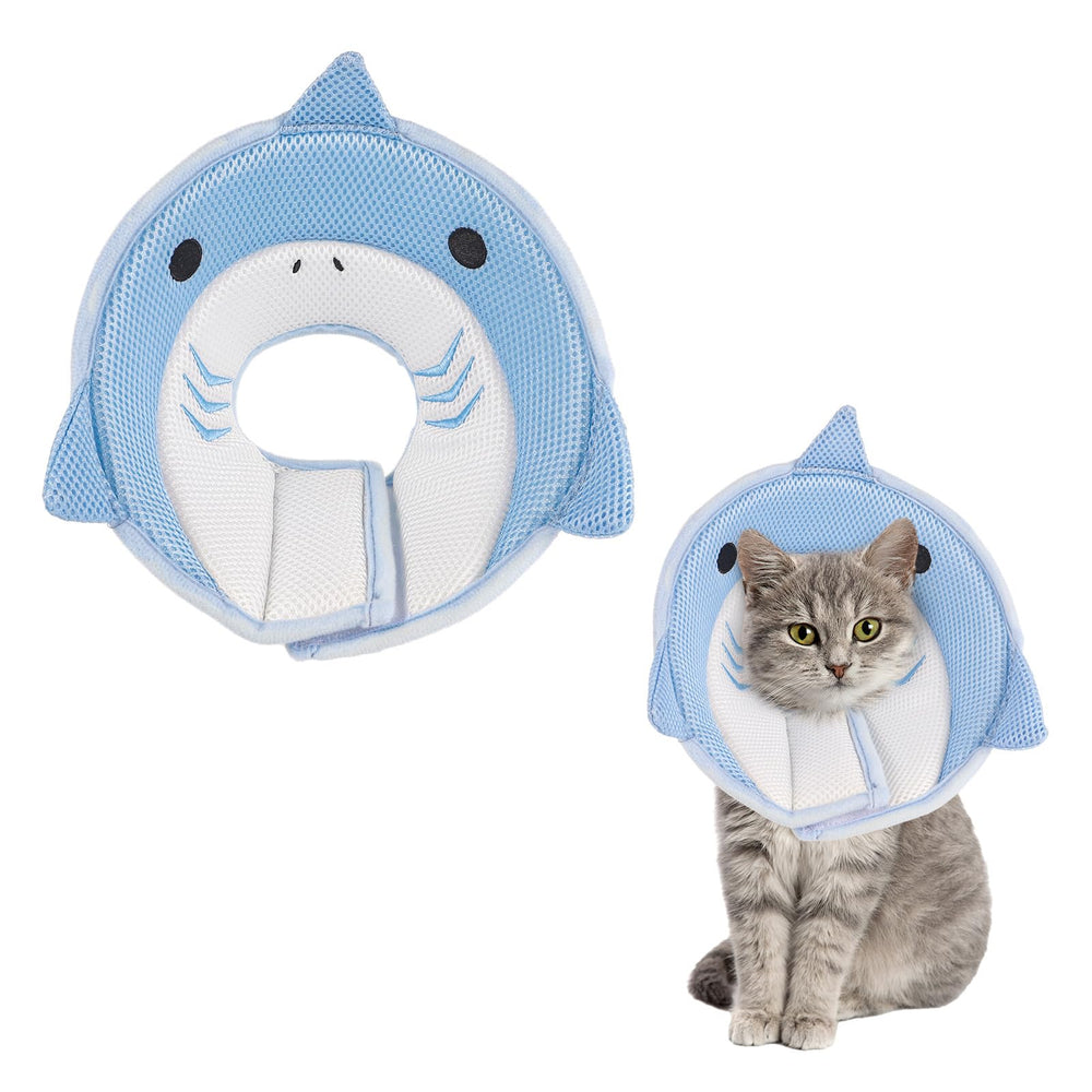 FRIUSATE collar de recuperación para gatos, vista frontal, ayuda a prevenir lamer heridas.
