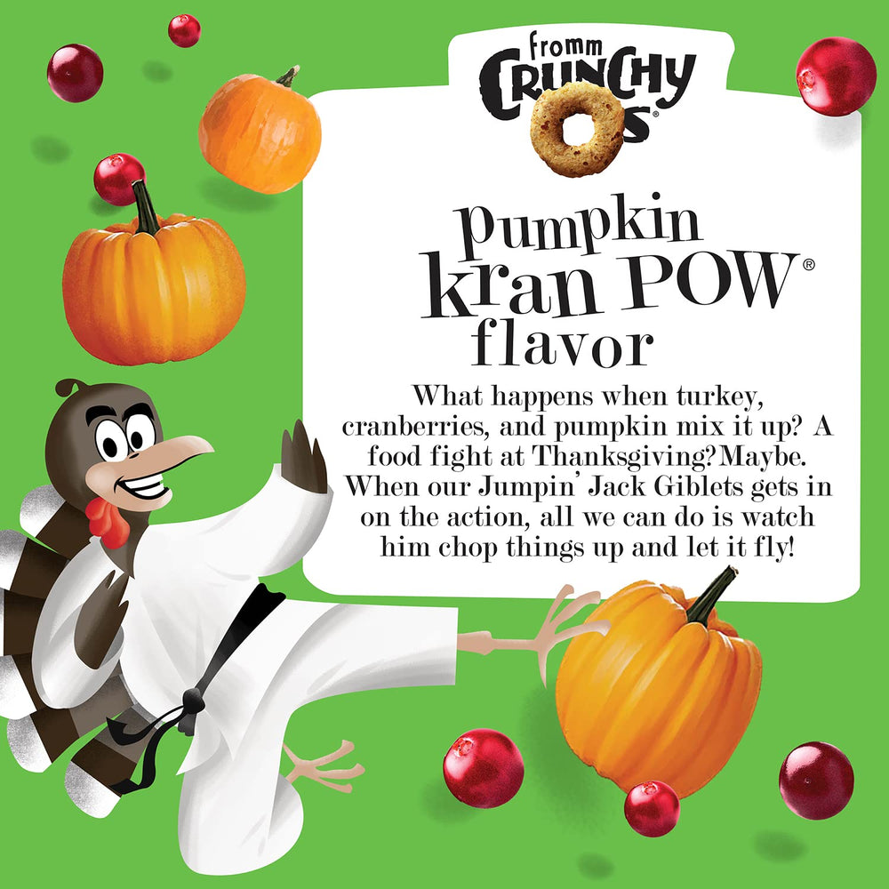 Fromm Crunchy Os Pumpkin Kran Pow, 2 calorías por galleta para meriendas ligeras.