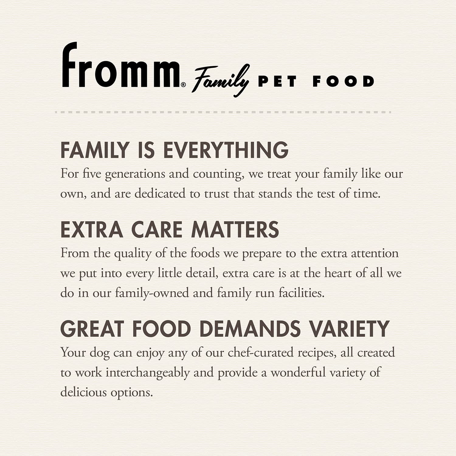 Fromm Four-Star recetas intercambiables para variar comidas