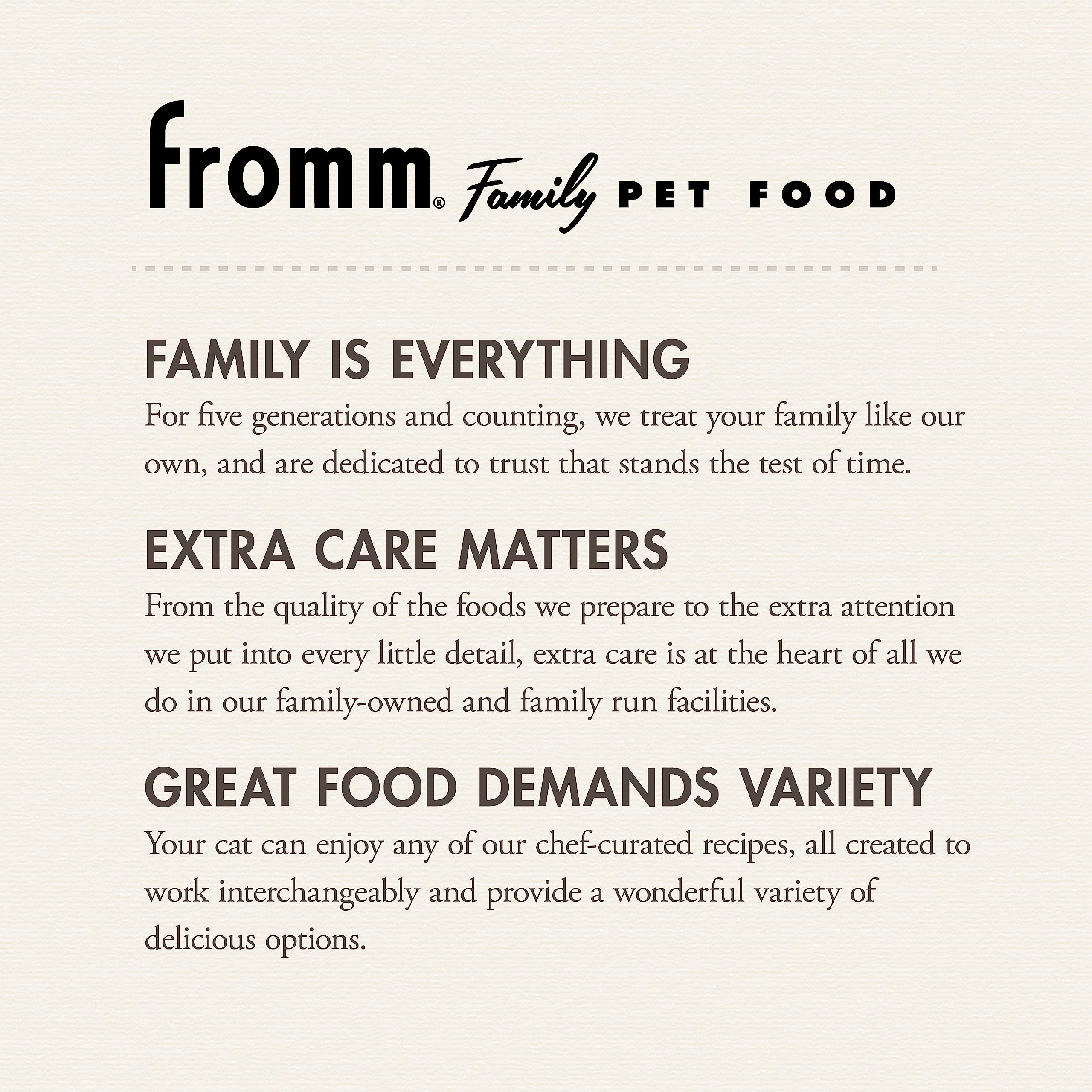Fromm Four-Star Salmon Tunachovy, pruebas de bacterias por terceros en cada lote.