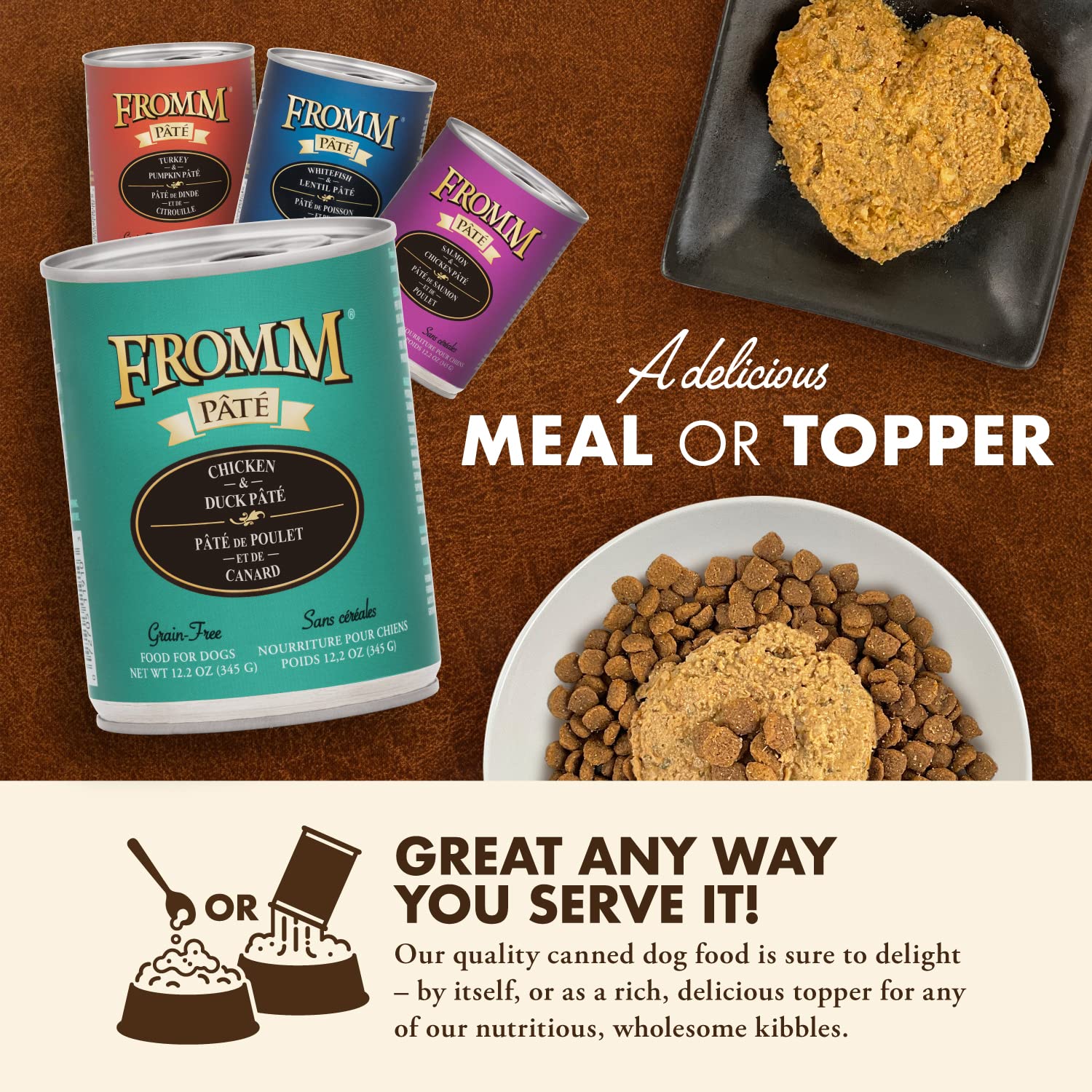 Fromm paté pollo-pato: proteínas de calidad para perros.