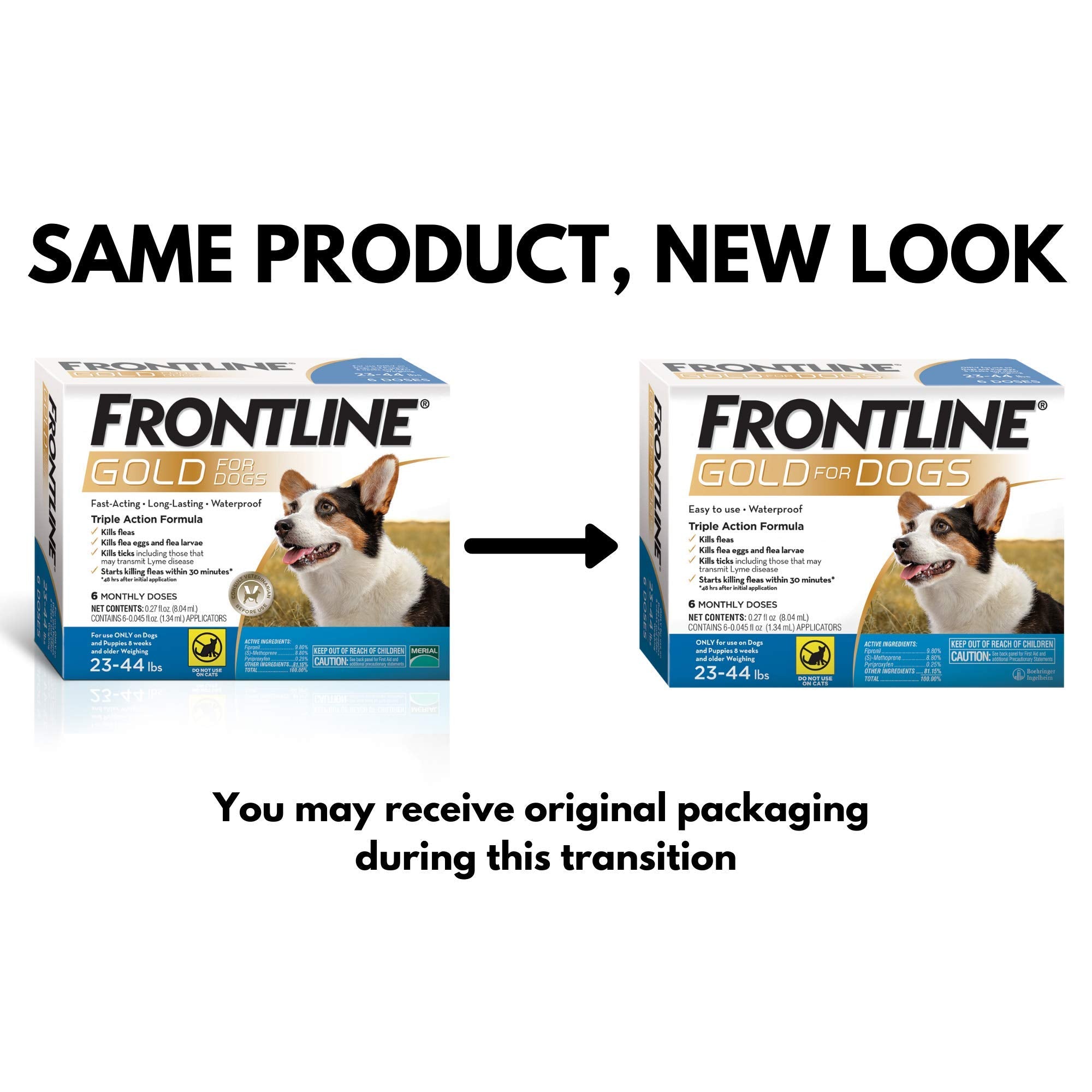 Frontline Gold: fórmula impermeable para protección durante duchas ligeras.