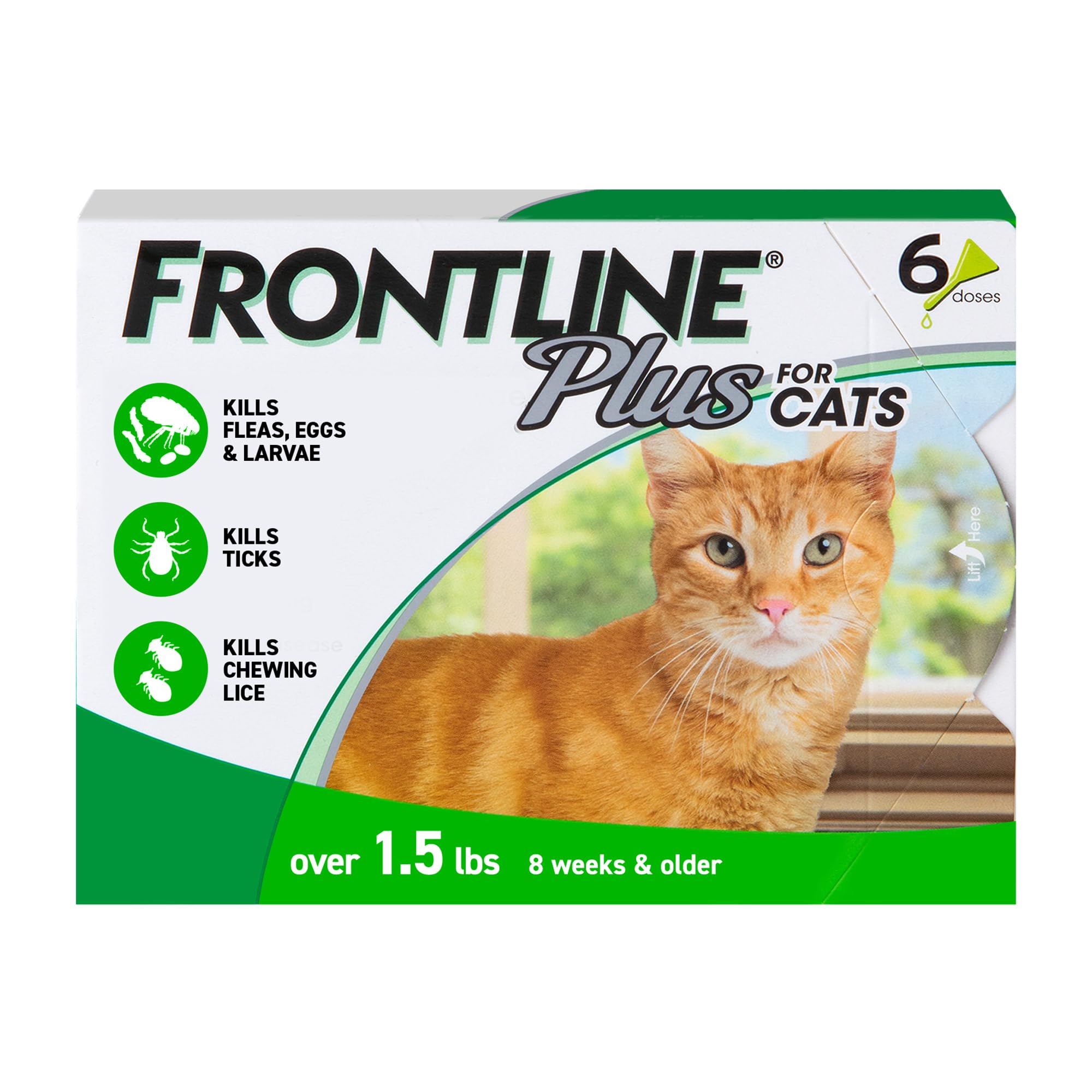 FRONTLINE Plus para gatos: empaque y presentación para protección contra pulgas y garrapatas.