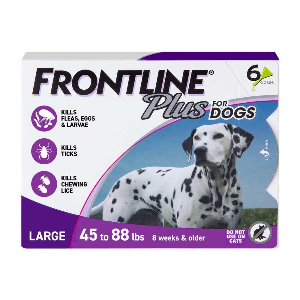 Frontline Plus para perros grandes, aplicación puntual, protección contra pulgas y garrapatas.