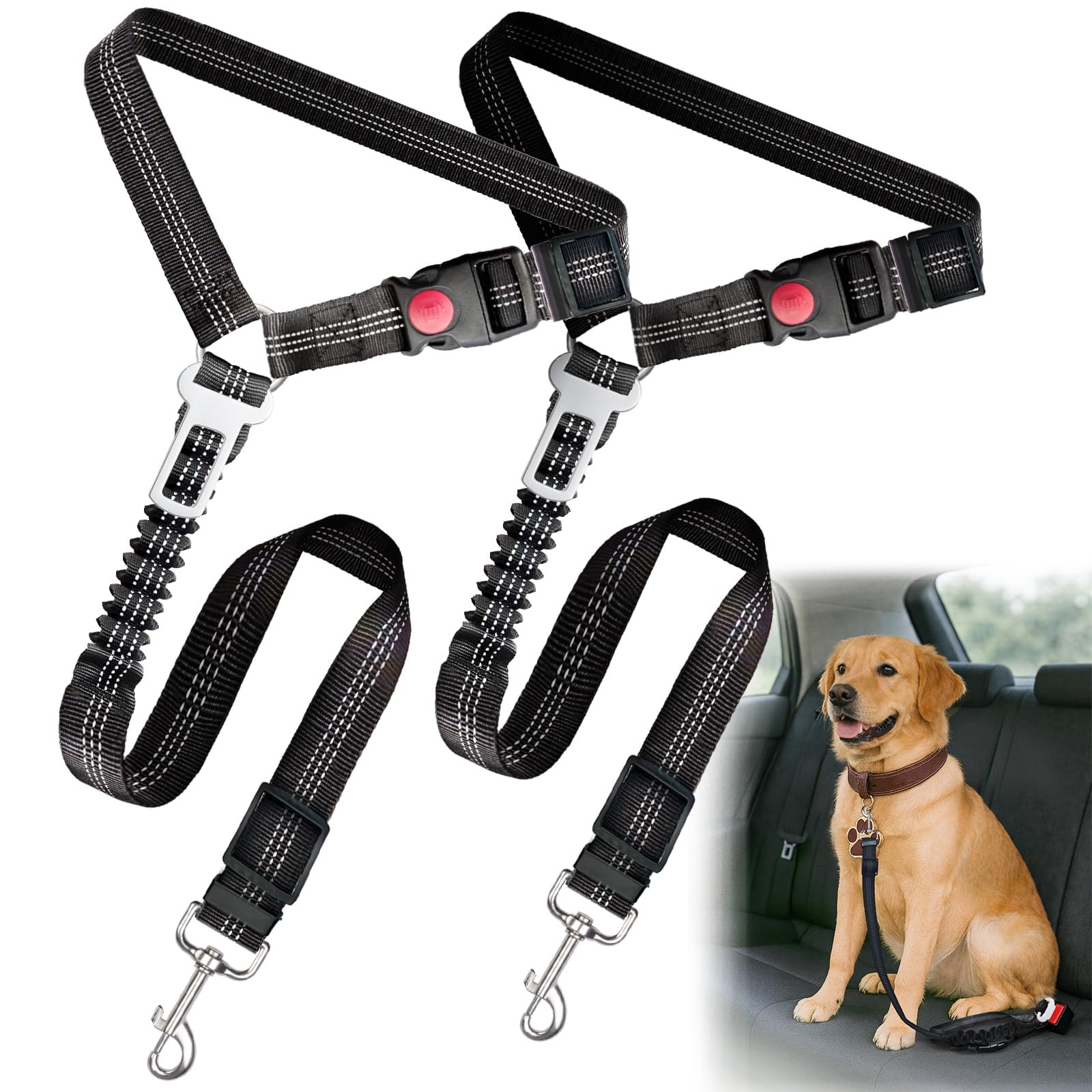 Frskcssd cinturón para perro con giro de 360 grados para coche seguro