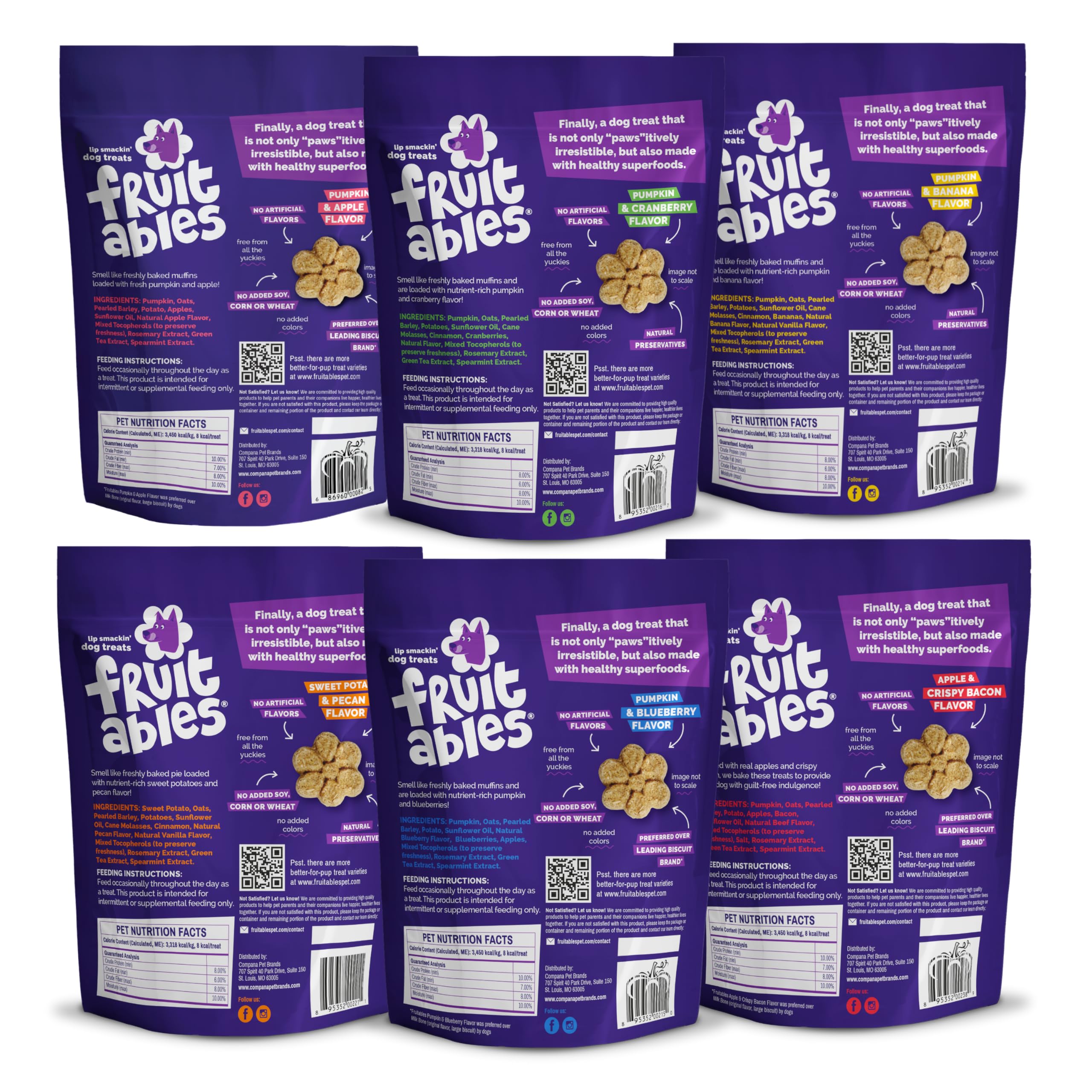 Fruitables galletas calabaza y plátano para perros, crujientes y ligeras