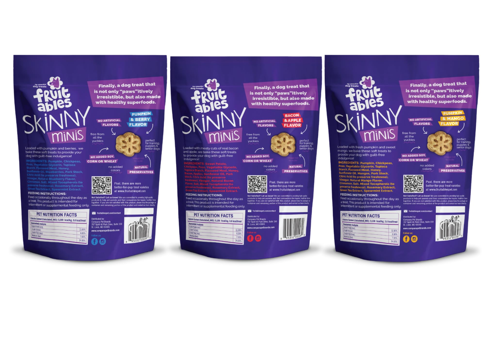 Fruitables Skinny Minis manzana-bacon paquete como recompensa sabrosa