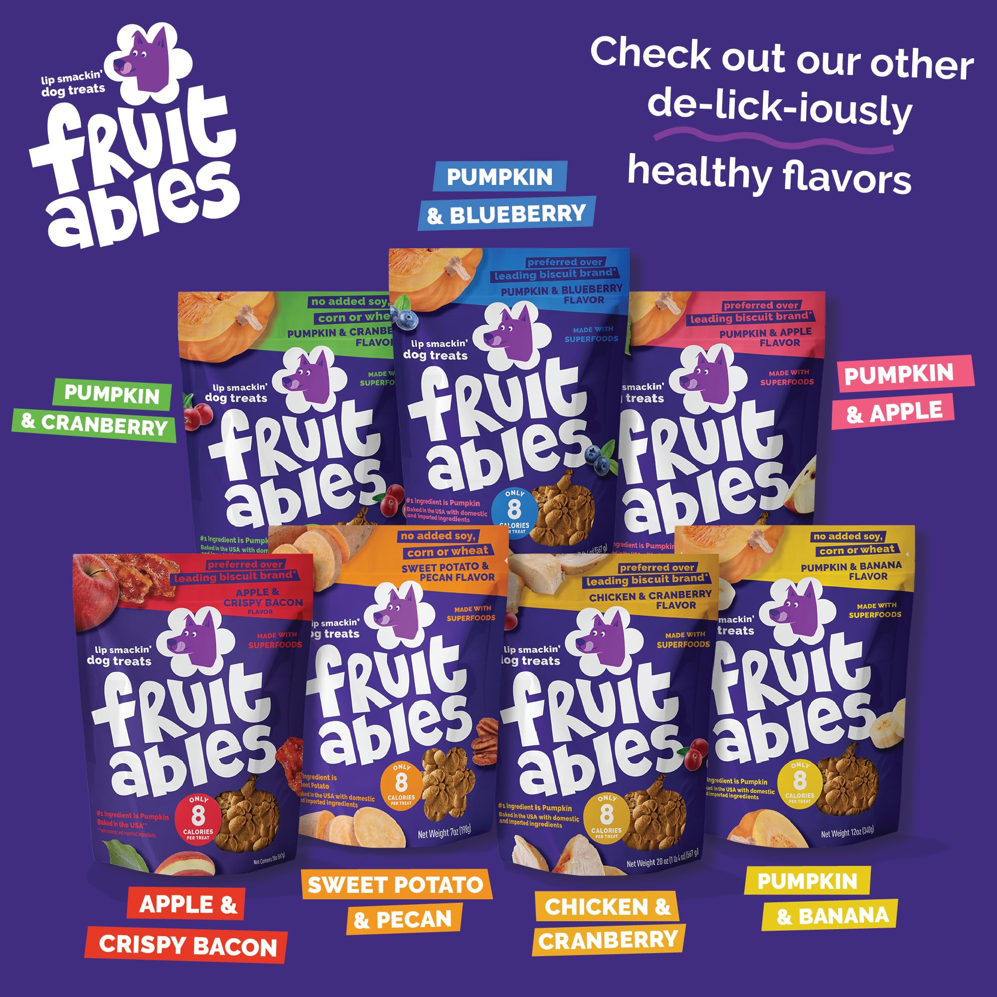 Fruitables Skinny Minis manzana-bacon presentación snack ligero para perros activos