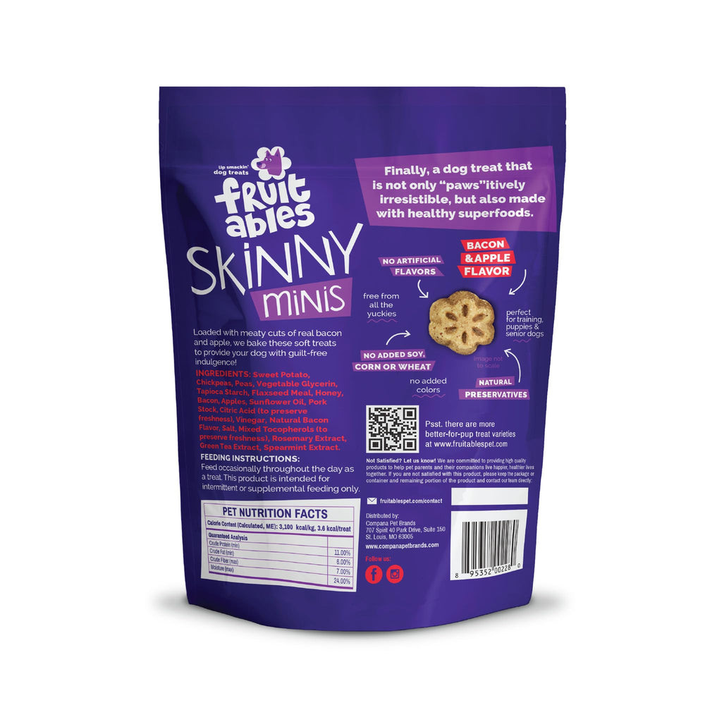 Fruitables Skinny Minis tamaño cómodo para perros pequeños y medianos.