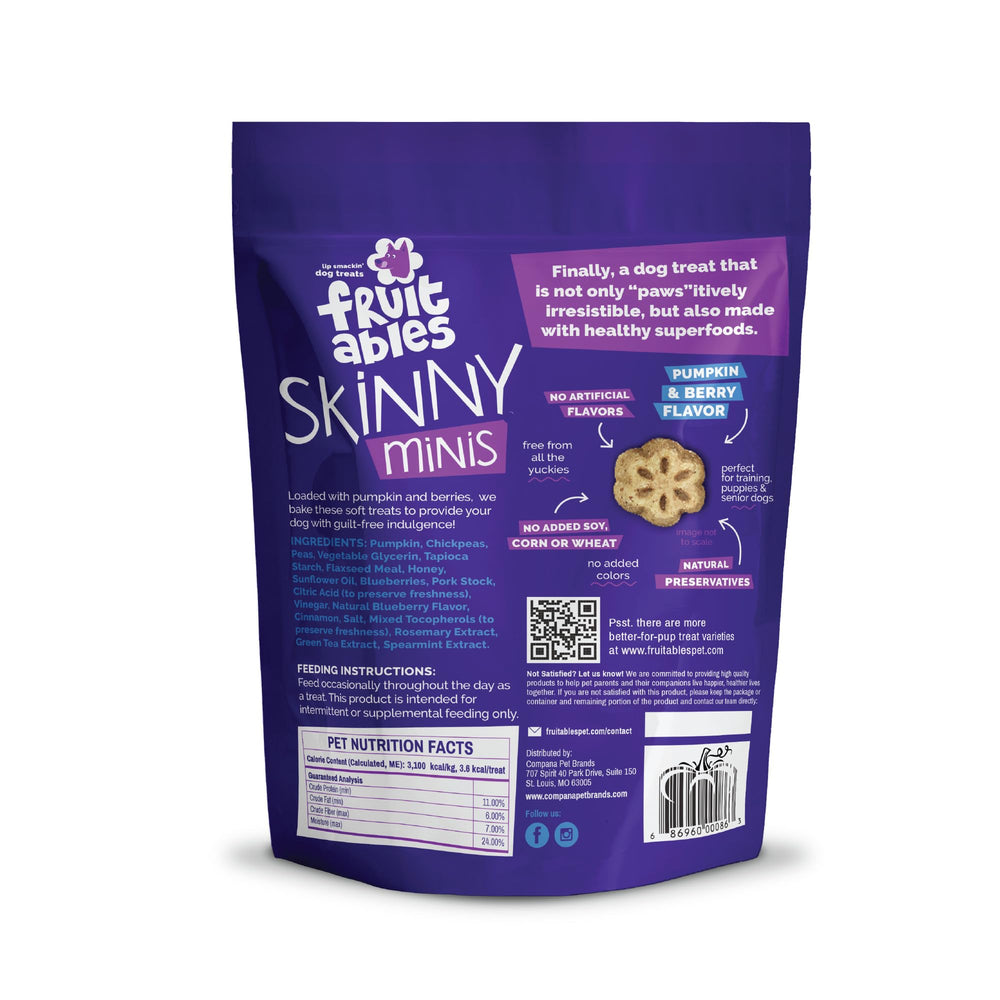 Fruitables Skinny Minis, presentación de 12 onzas, snack práctico para entrenamientos y paseos.