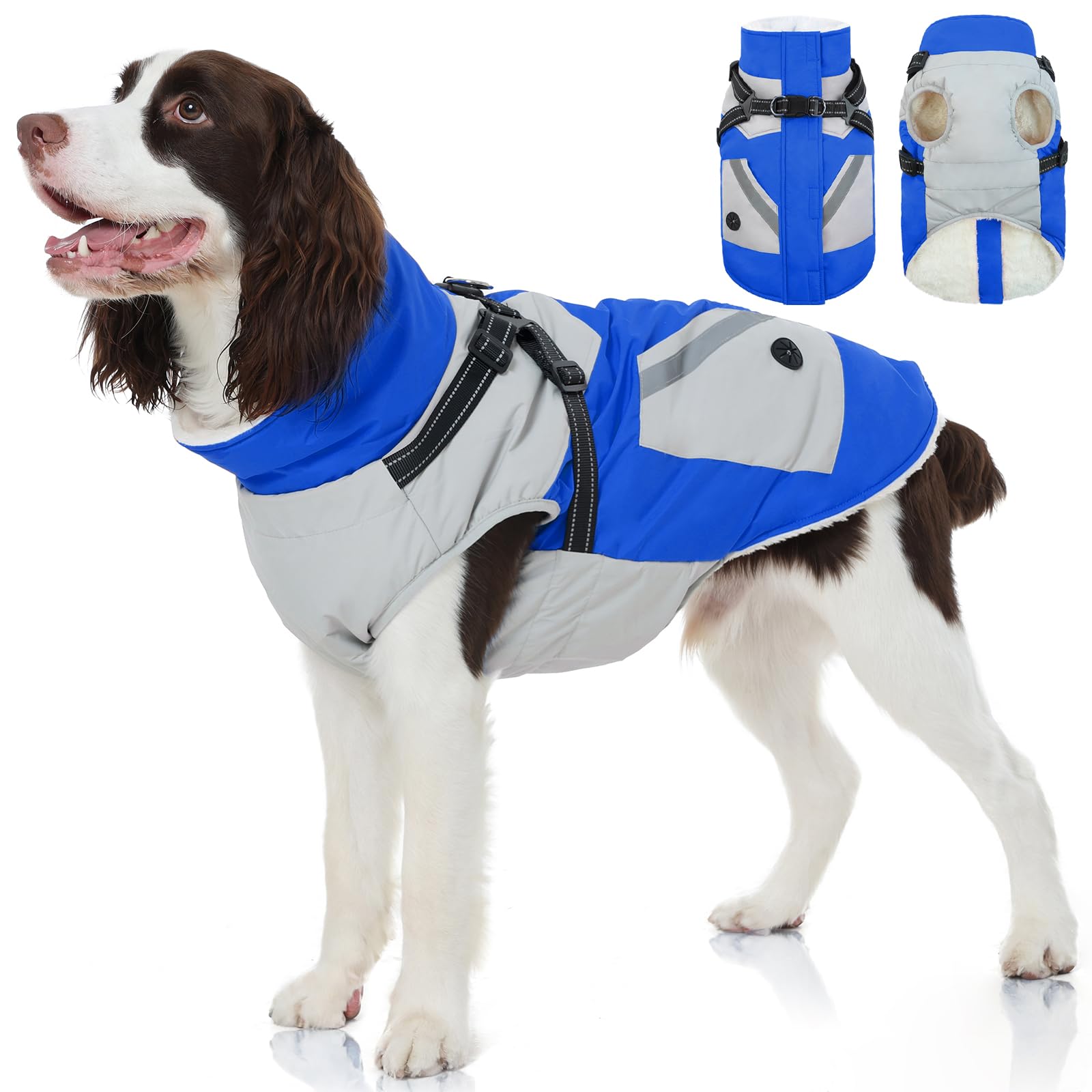 FUAMEY chaqueta de invierno para perro grande en azul, protección contra el frío.