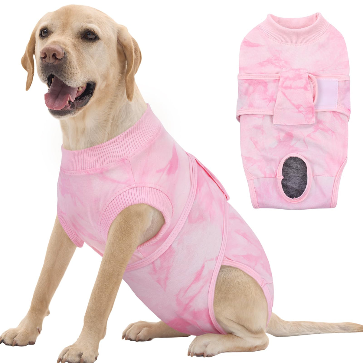 FUAMEY prenda de recuperación para perro, enfoque espalda y protección de la herida.