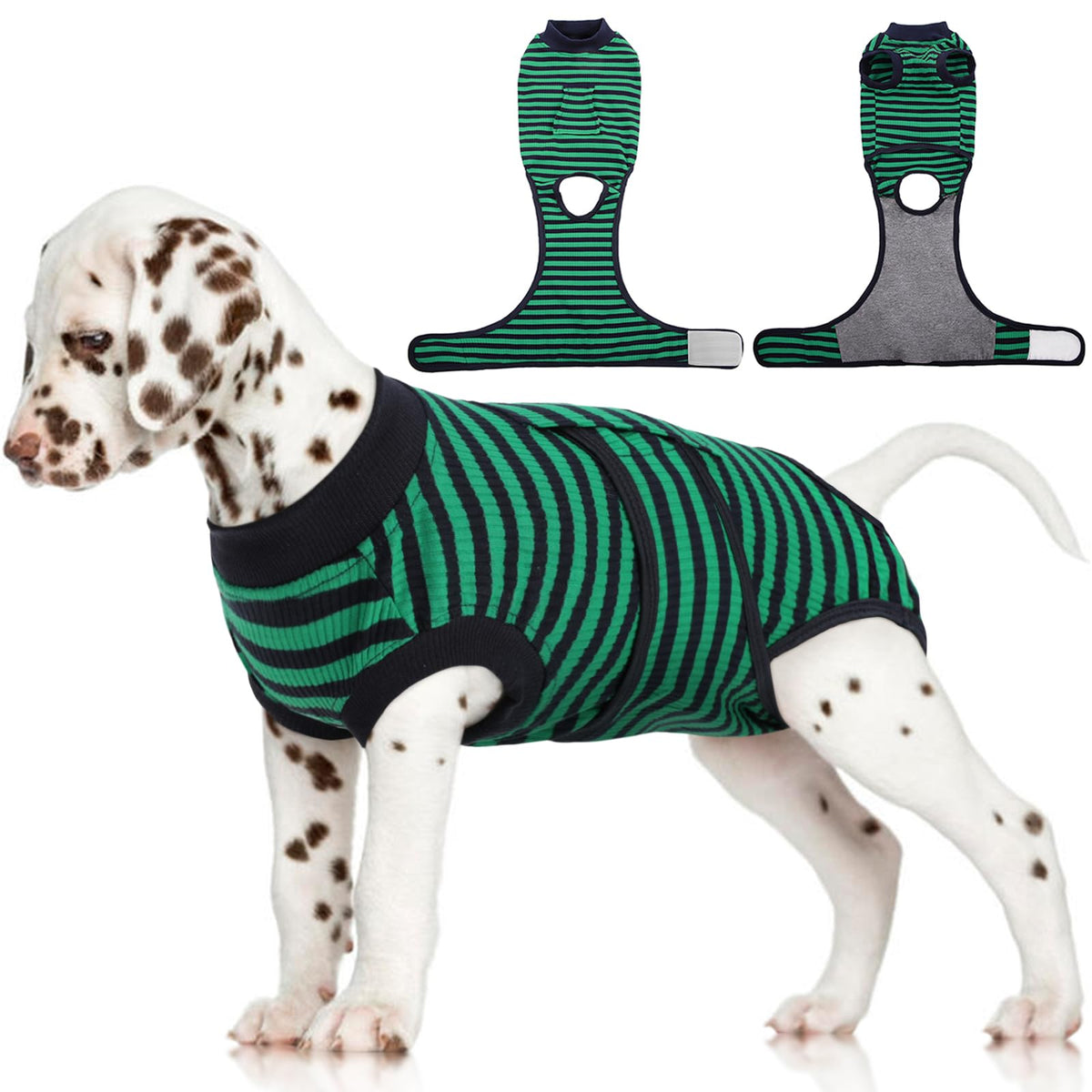 FUAMEY traje de recuperación para perro, vista frontal, cómodo posquirúrgico.