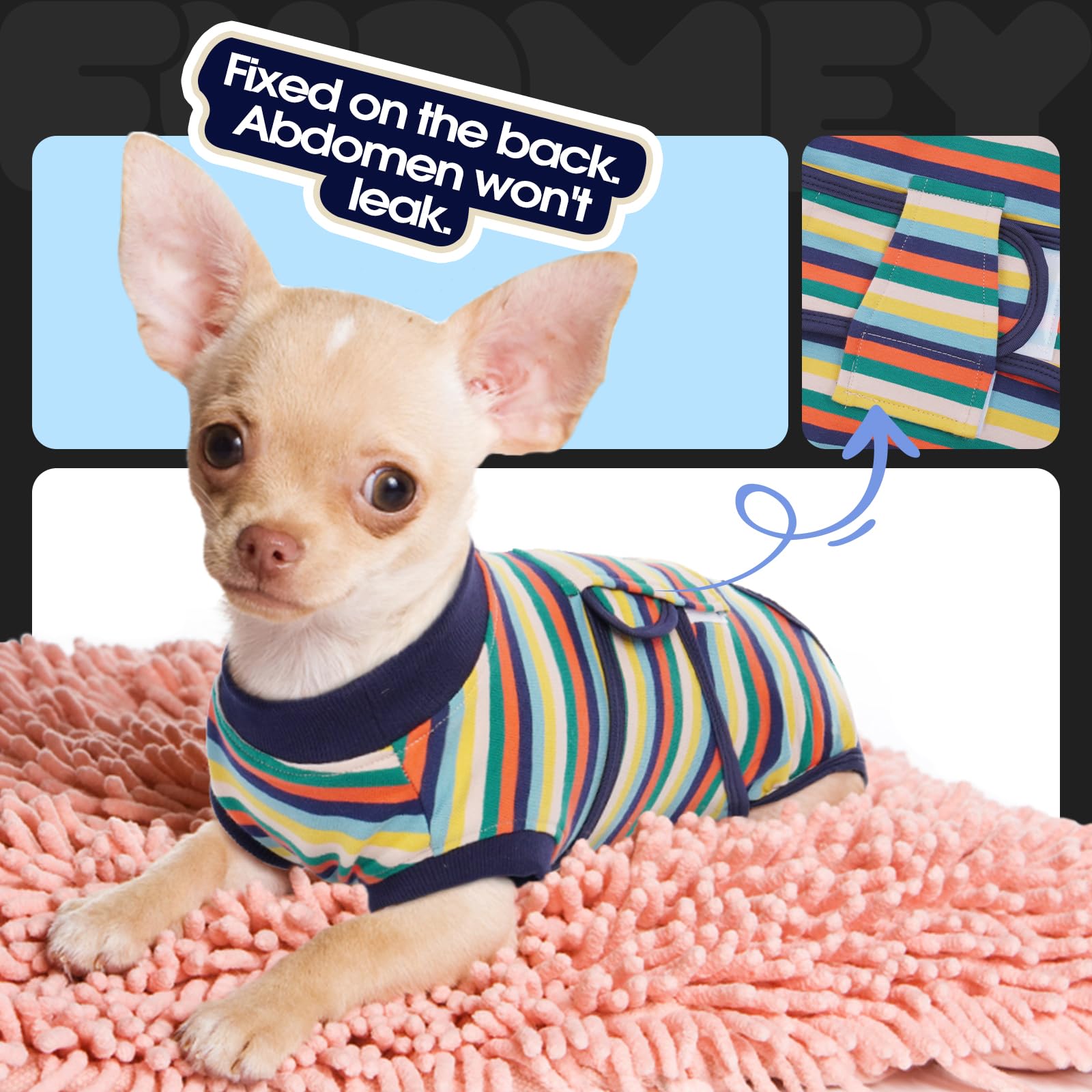 FUAMEY traje azul con rayas mejora la visibilidad del perro.