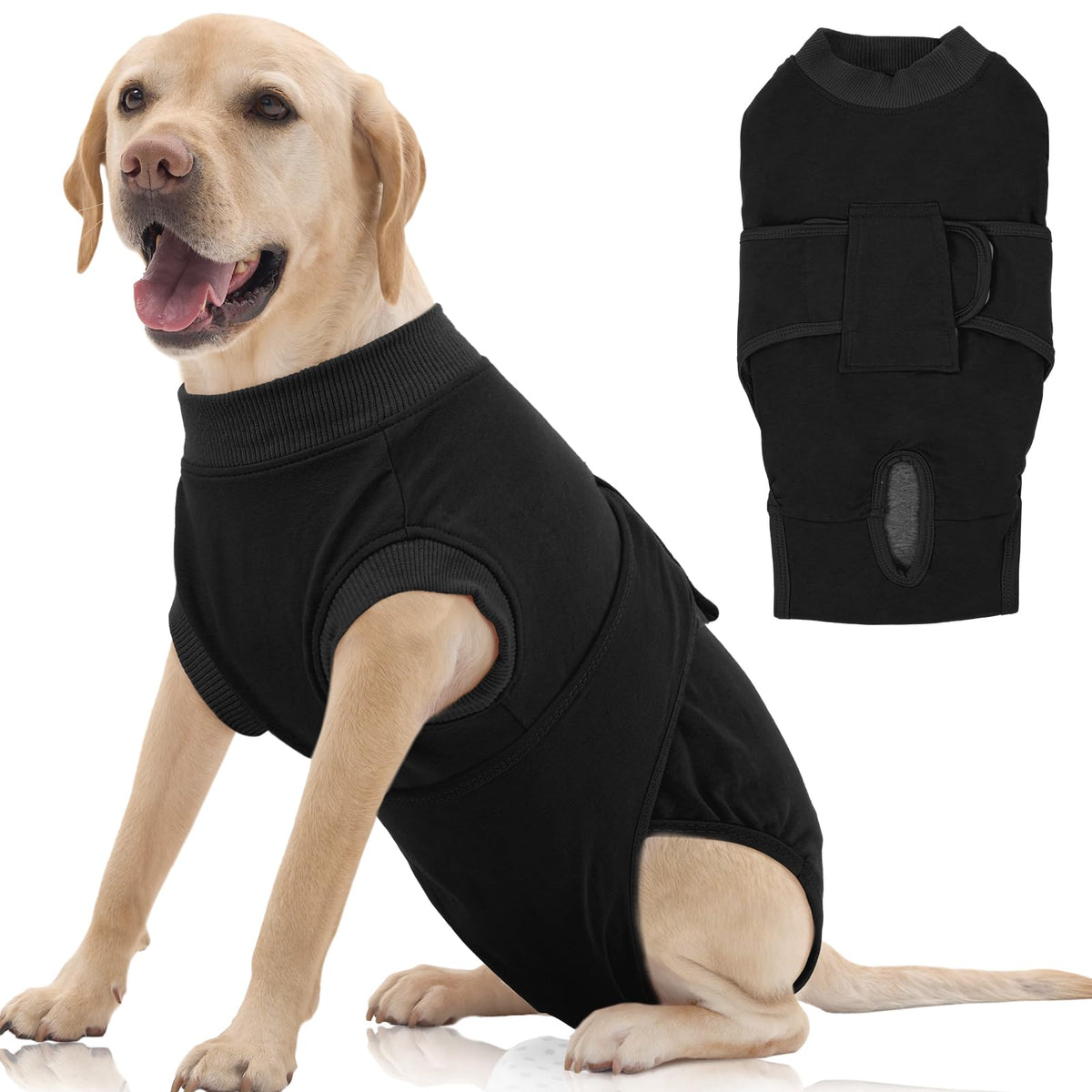 FUAMEY traje de recuperación para perros, vista frontal, protege la herida y evita que laman.