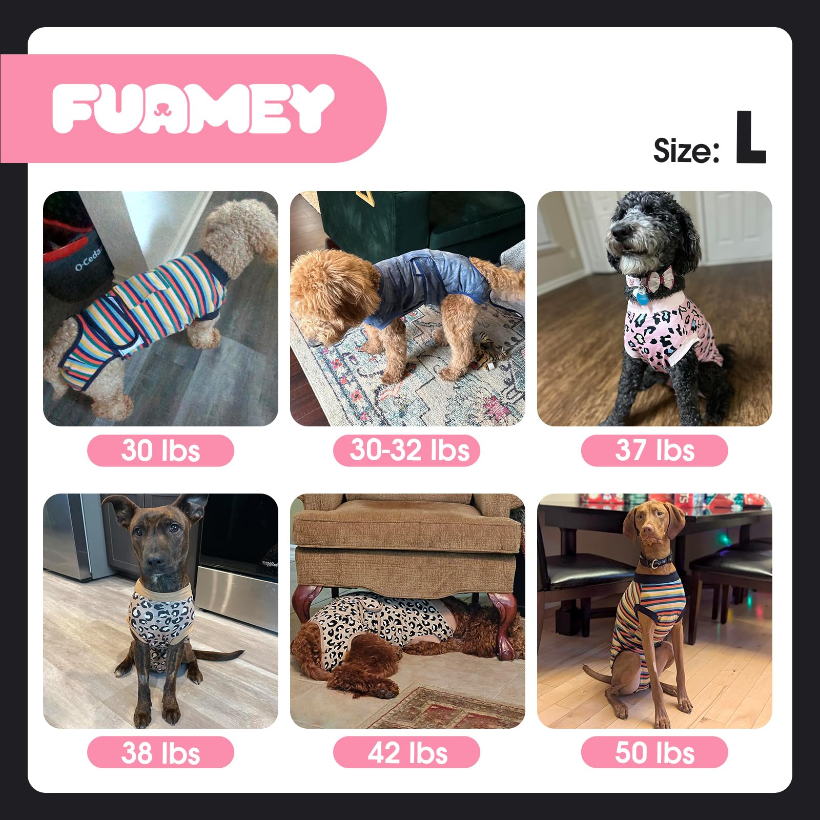 FUAMEY traje recuperación para perro grande uso con pañales