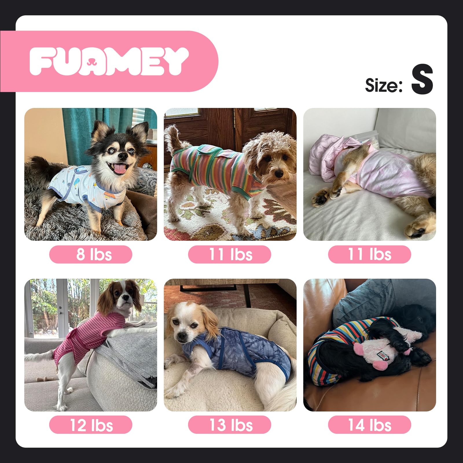 FUAMEY traje recuperación para perros, lavado a máquina sin perder forma ni color.