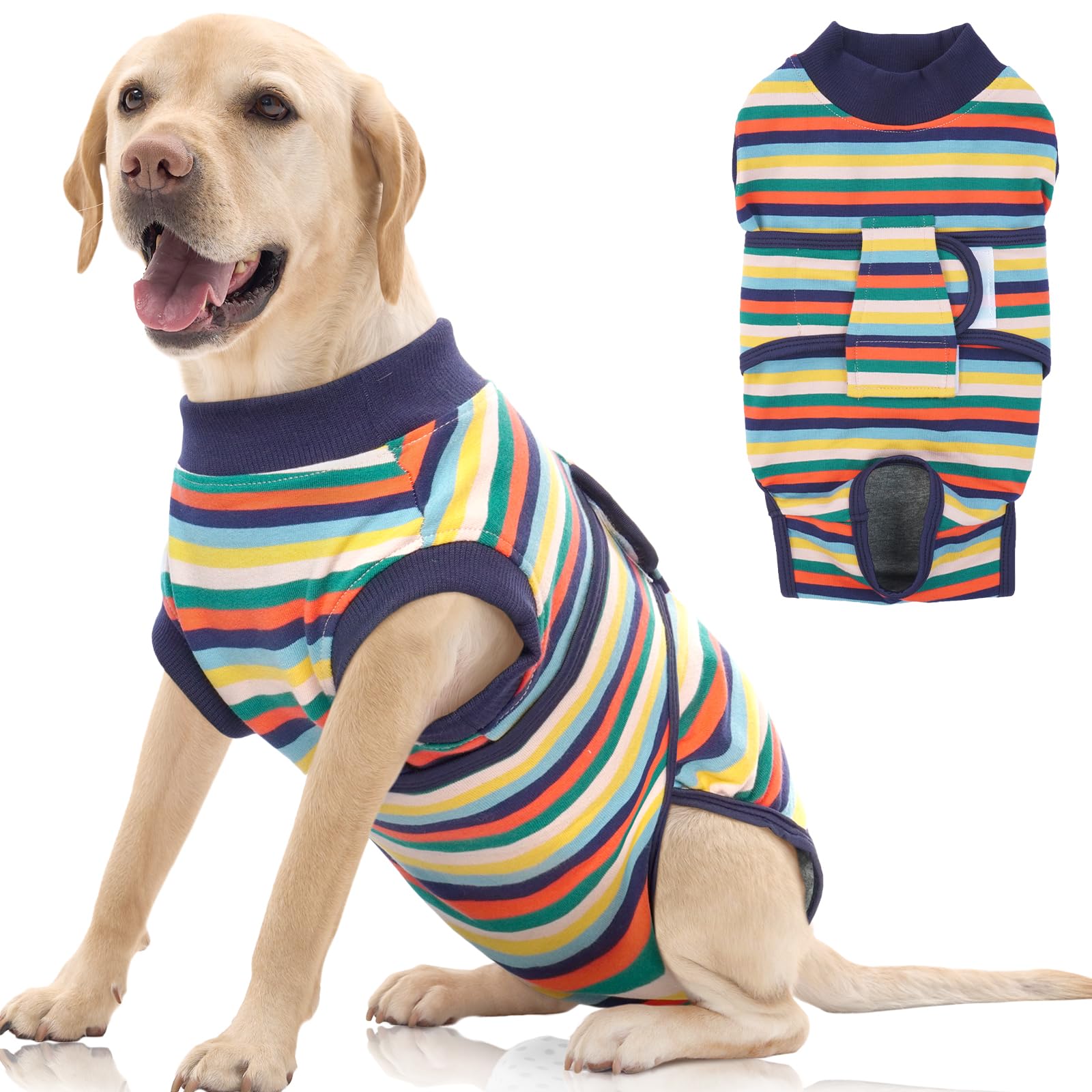 FUAMEY traje recuperación para perro usando, cómodo y evita lamer heridas.