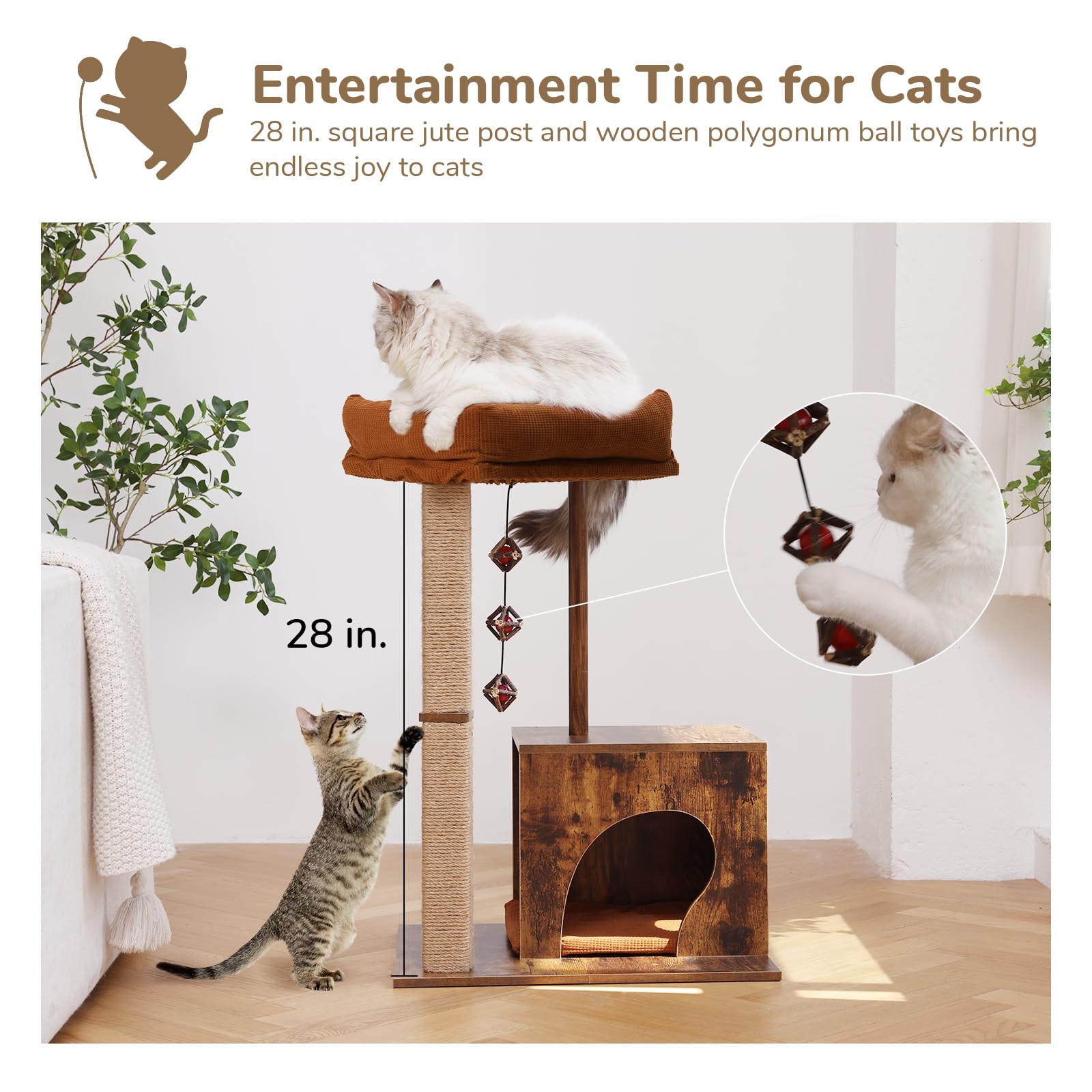 FUKUMARU árbol para gatos: base amplia con almohadillas antideslizantes.