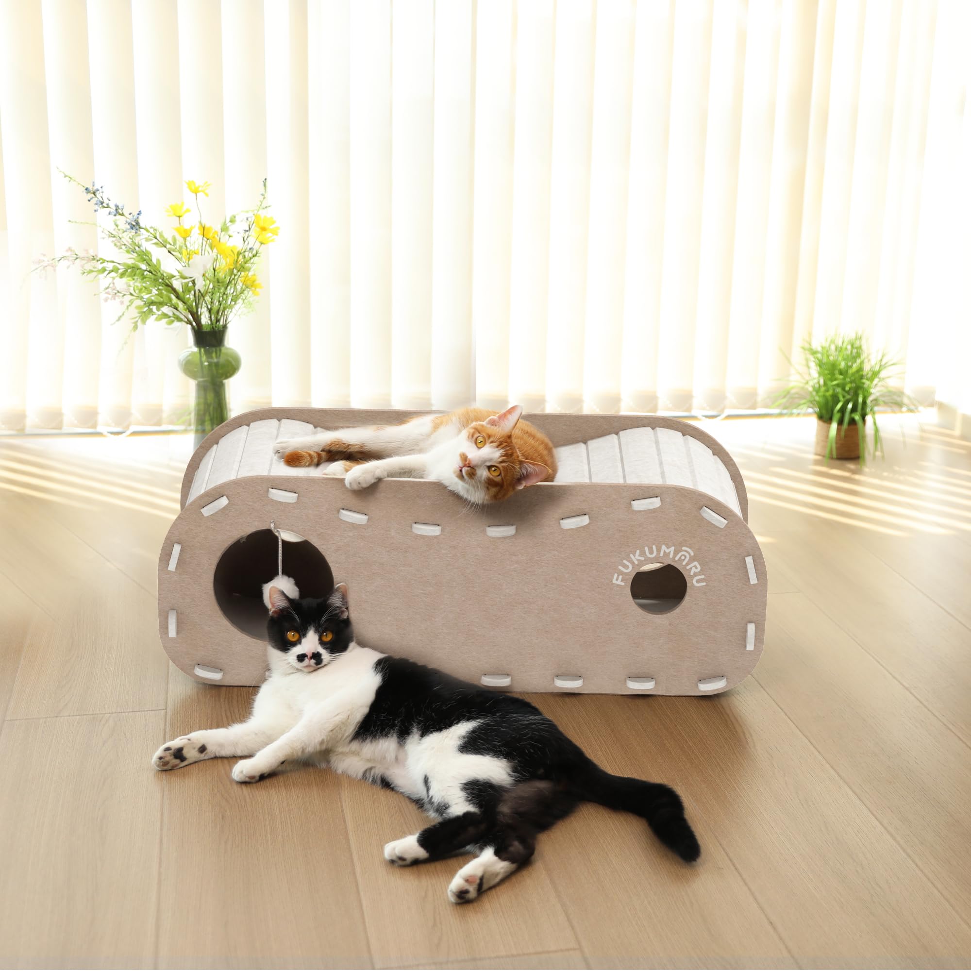 FUKUMARU cama-gato-rascado-resistente mantiene forma durante el juego