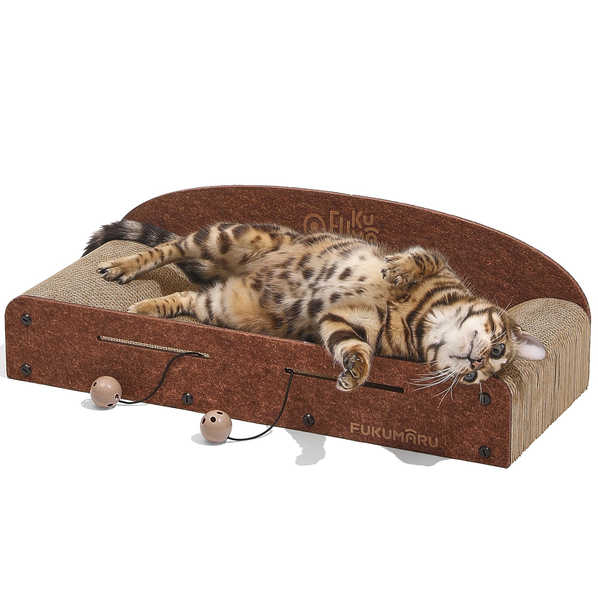 Cama rascador FUKUMARU de 26 pulgadas para gatos, amplio espacio para jugar y descansar.