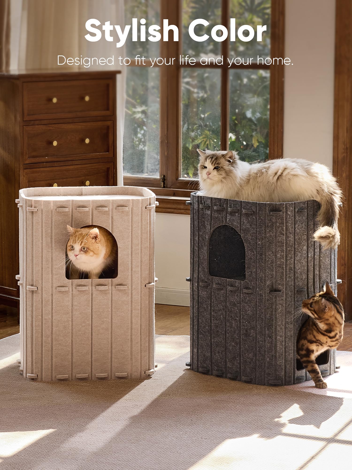 FUKUMARU casa-gato-resistente-10kg: estructura estable para gatos de hasta 10 kg.