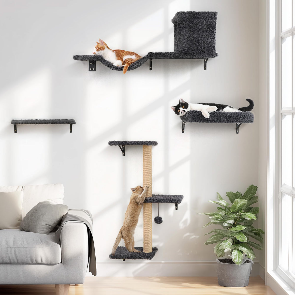 FUKUMARU conjunto muro-gato-4en1: versatilidad para jugar, trepar y descansar.