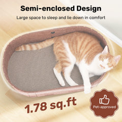 FUKUMARU rascador-gatos diseño semi-cerrado facilita entrada y salida.