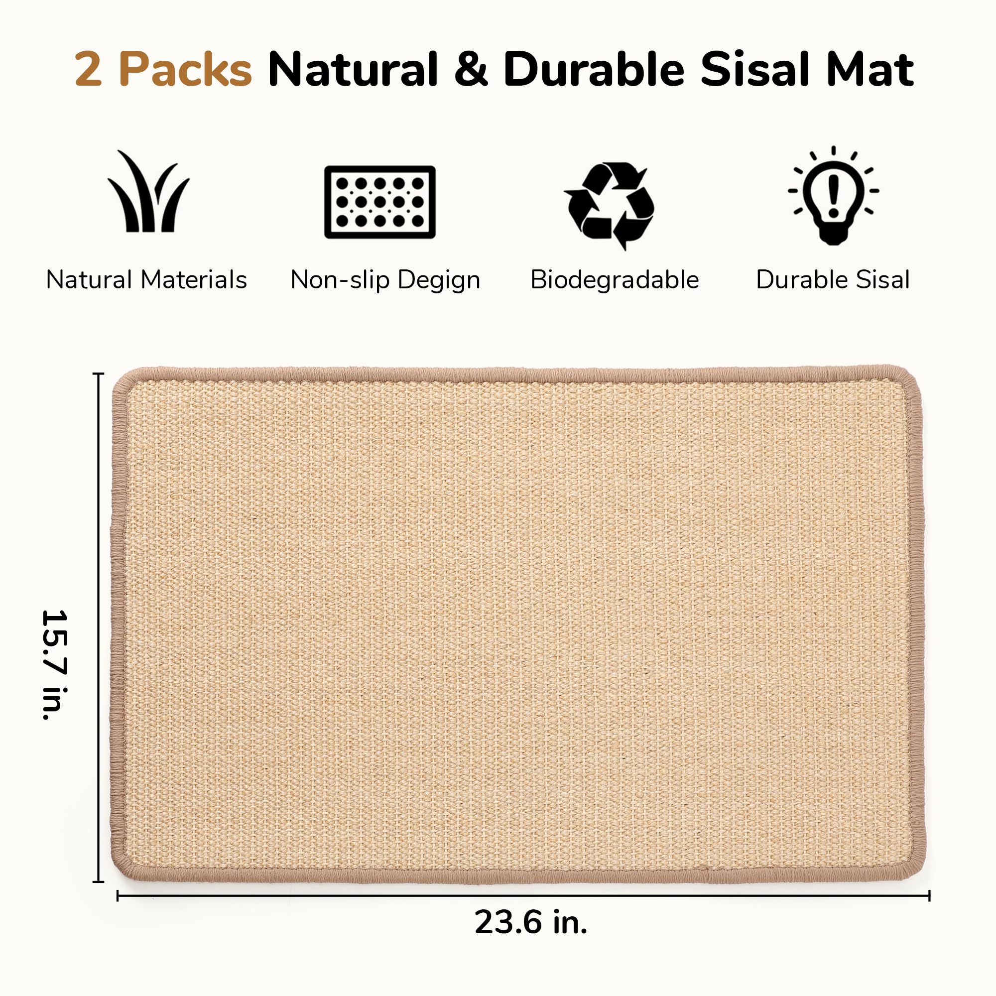 FUKUMARU estera de sisal natural para gatos, uso diario en casa para rascar.
