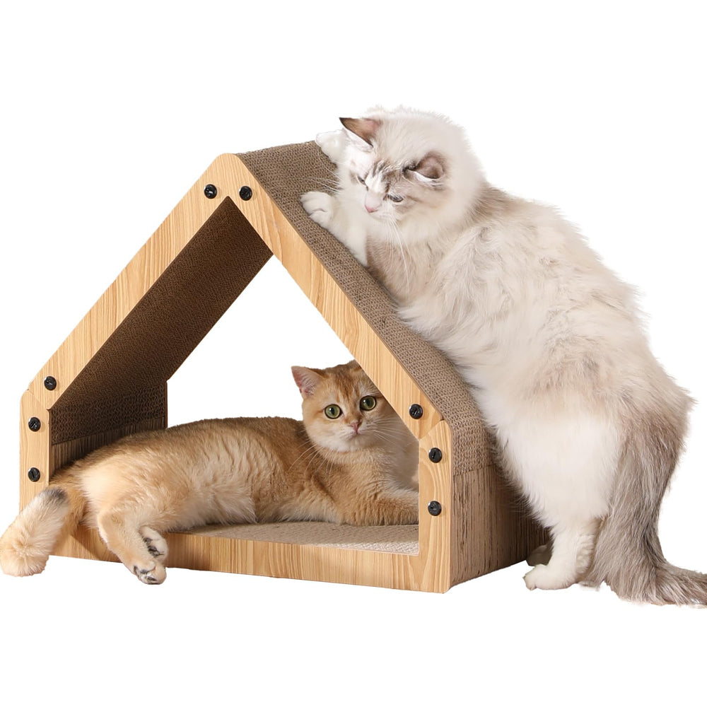 Casita rasca FUKUMARU para gatos, superficie de cartón estable para juego.