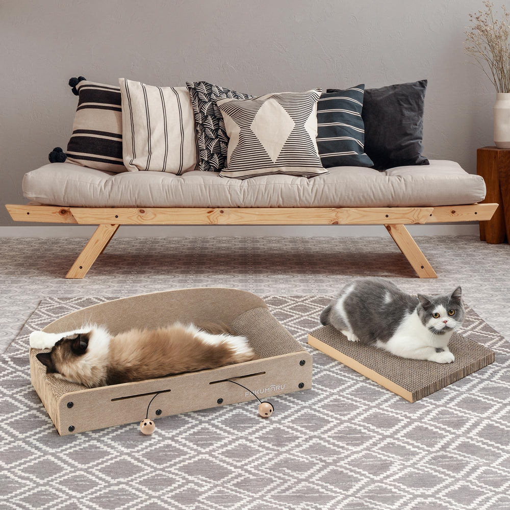 Juguetes con campana para gatos en la cama rascador FUKUMARU