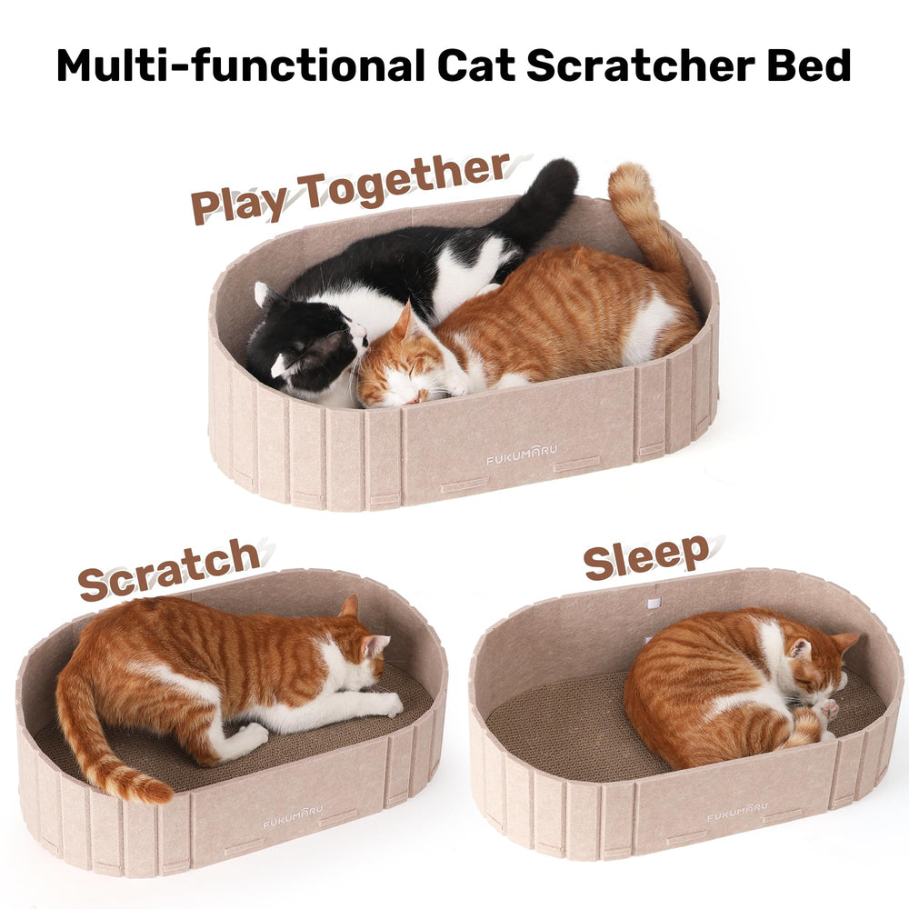 FUKUMARU rascador-gato sillon 24p beige desmontable, fácil limpieza.