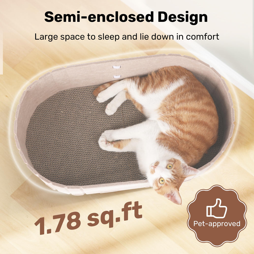 FUKUMARU rascador-gato sillon 24p beige dorso, soporte suave para descansar.