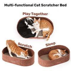 FUKUMARU rascador-gatos 4-en-1 combina rascar descansar y jugar.