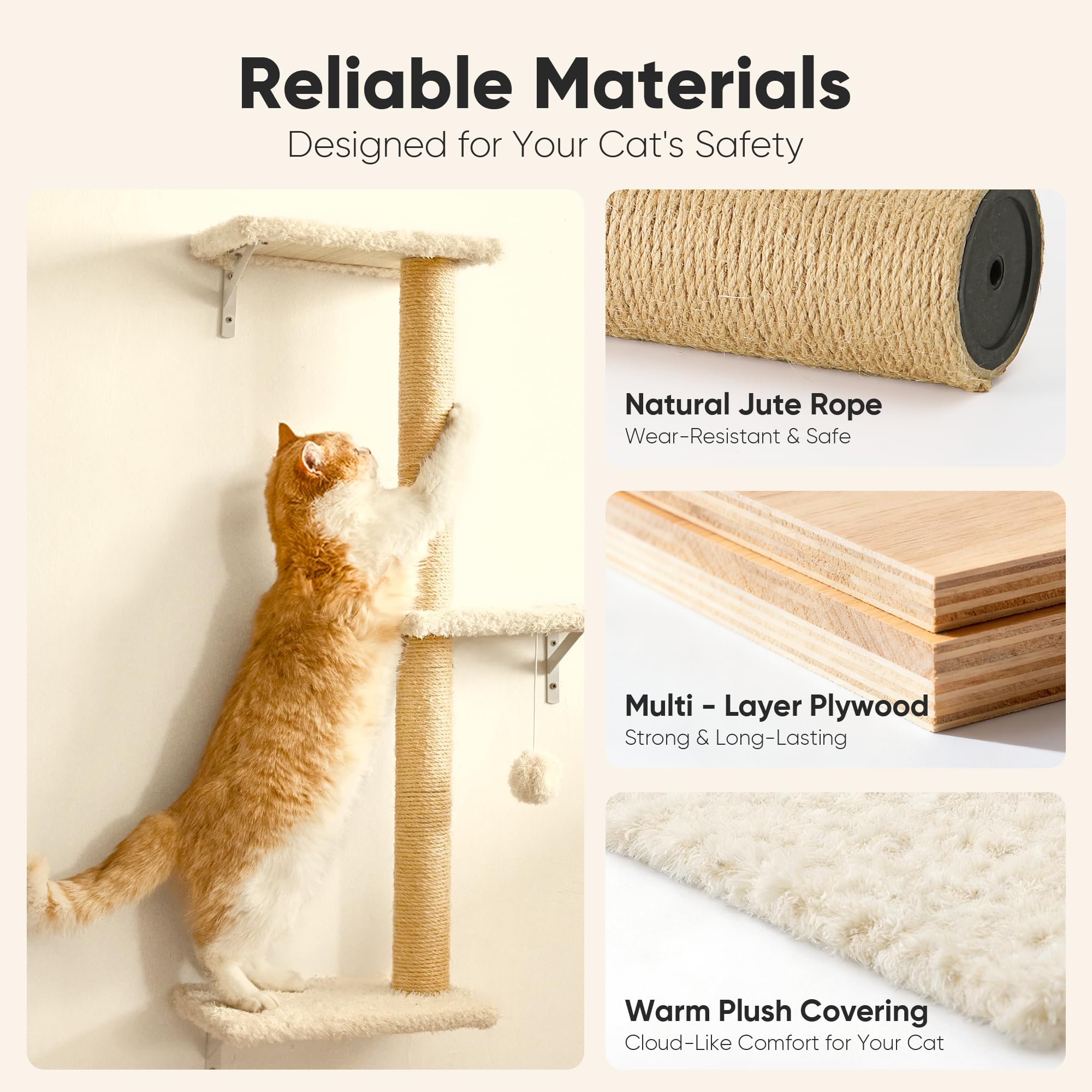 Rascador de pared FUKUMARU para gatos, fomenta el arañado natural sin dañar el mobiliario.