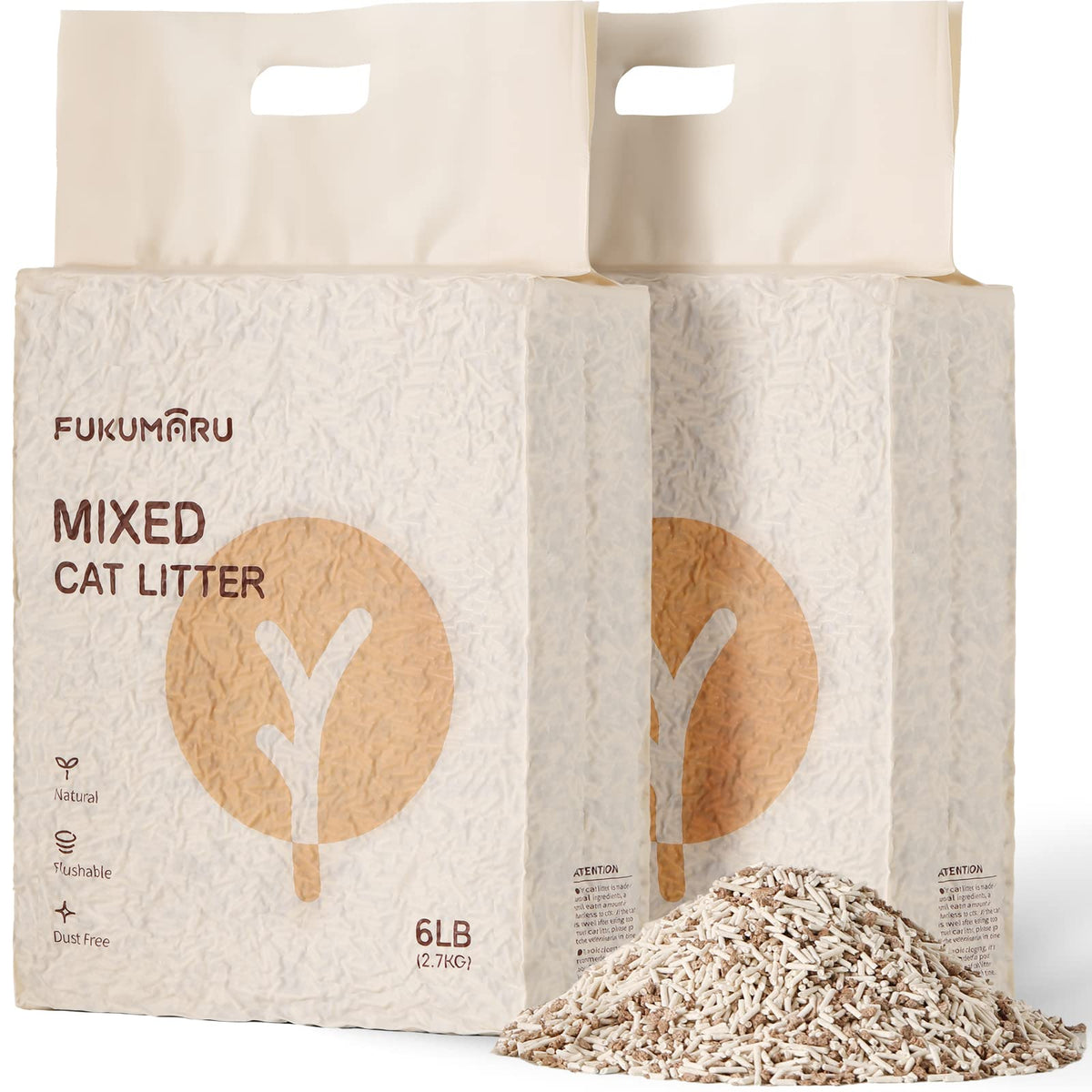 FUKUMARU Tofu Cat Litter: paquete de 12 libras listo para uso diario