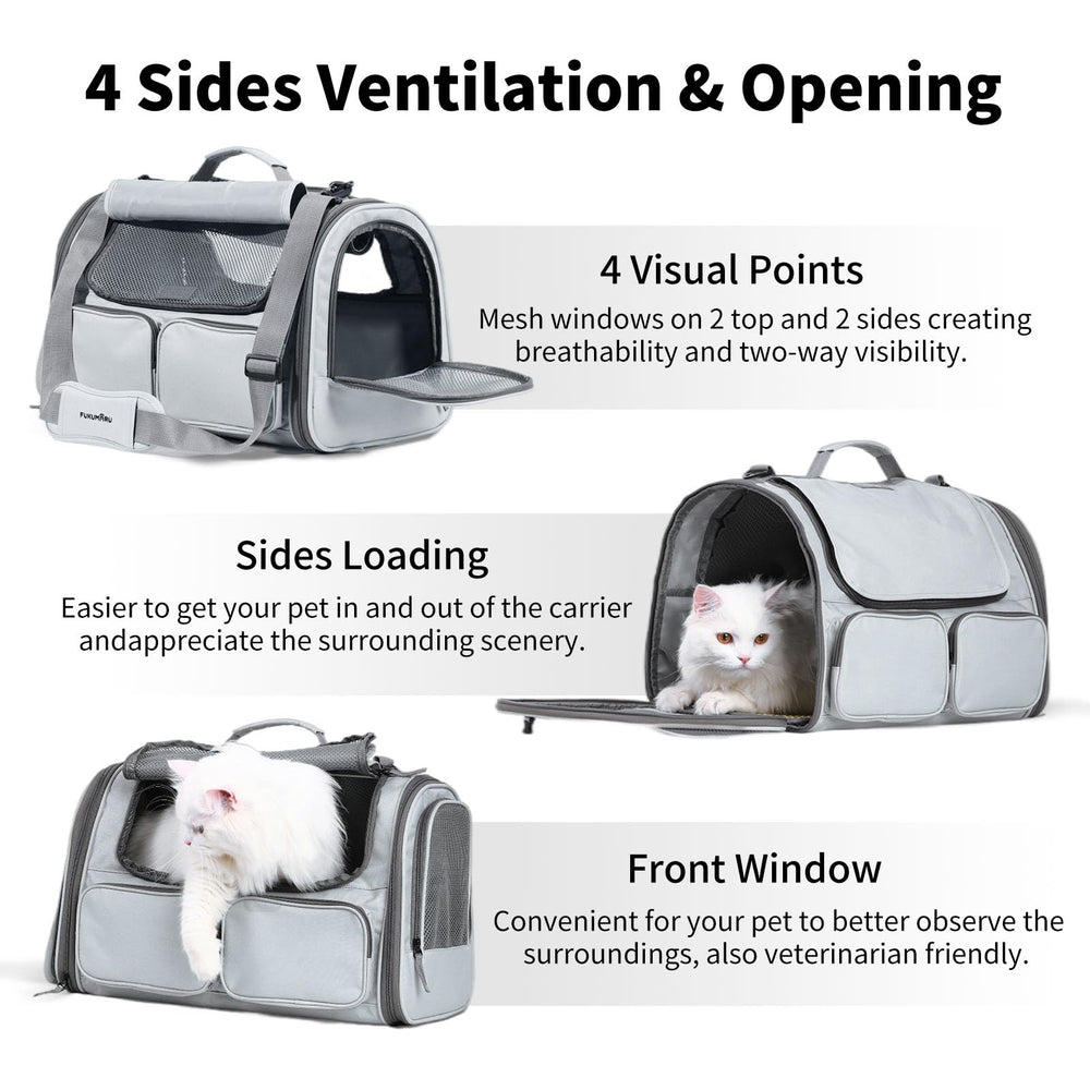 FUKUMARU transportín para gatos, interior acolchado para comodidad.