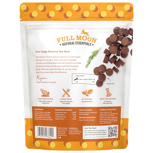 Full Moon Bocaditos Esenciales de Pollo, textura sabrosa para masticar entre entrenamientos