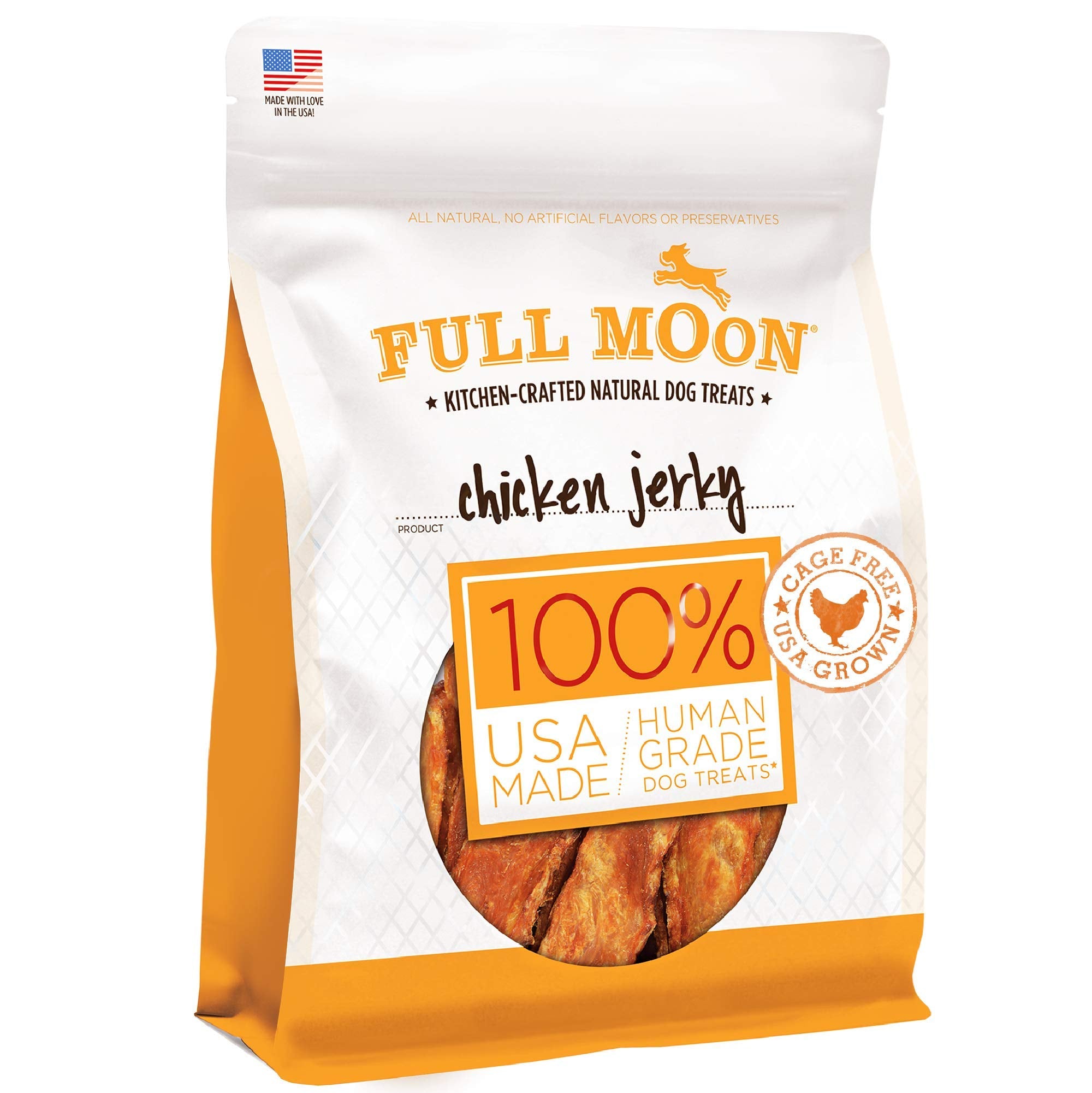 Full Moon Chicken Jerky: producido en EE. UU. con pollo de granja