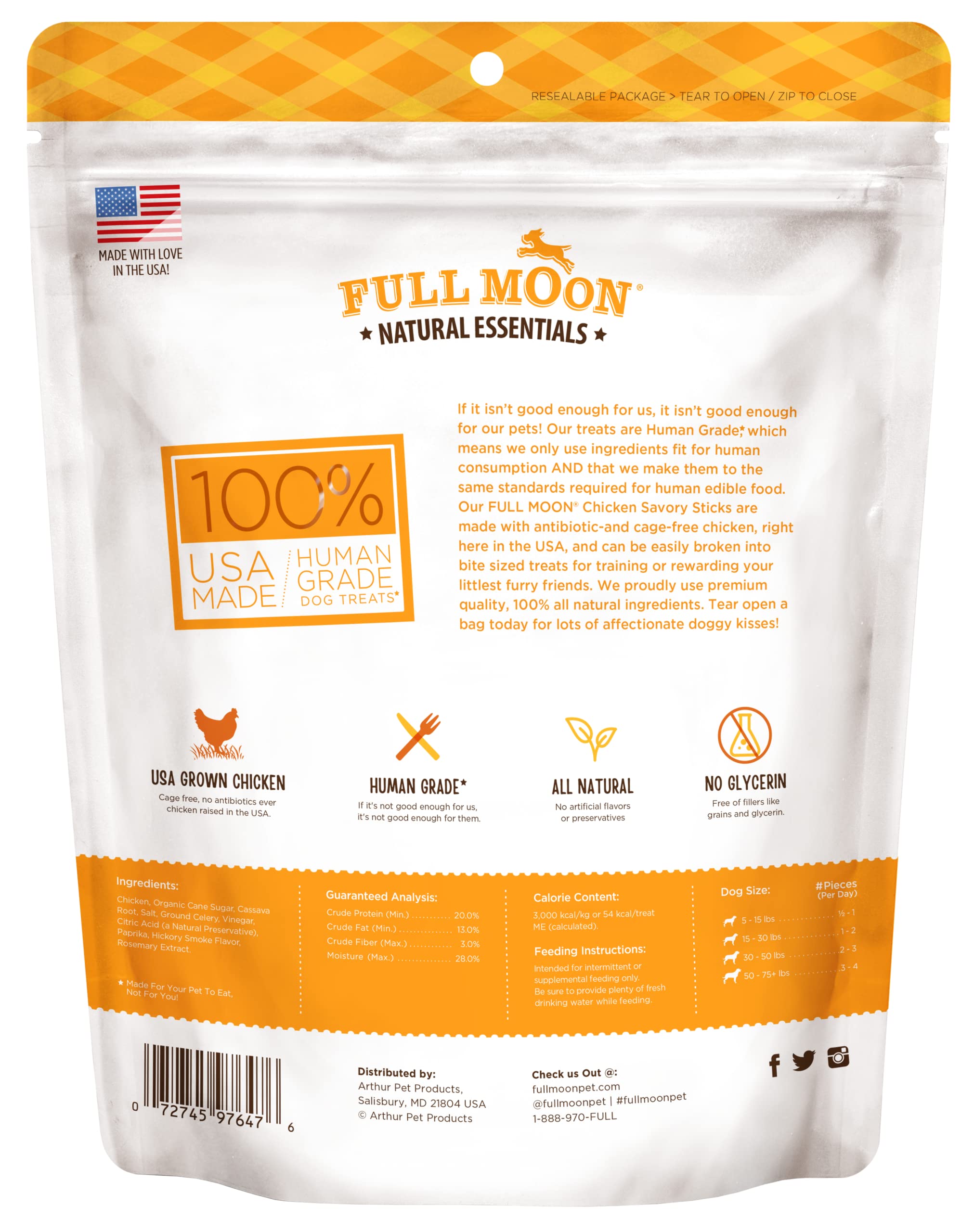 Full Moon Ingredientes Naturales, sin subproductos, snack saludable para perros