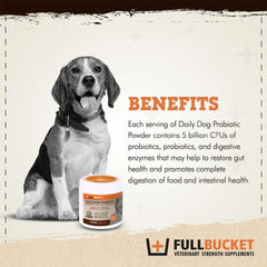 FullBucket Perro Probiotico Polvo Sobre Comida: sabor agradable para apoyar la digestión.