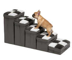 Funny Fuzzy escalones para perros de 5 pasos, apoyo estable para subir a cama.