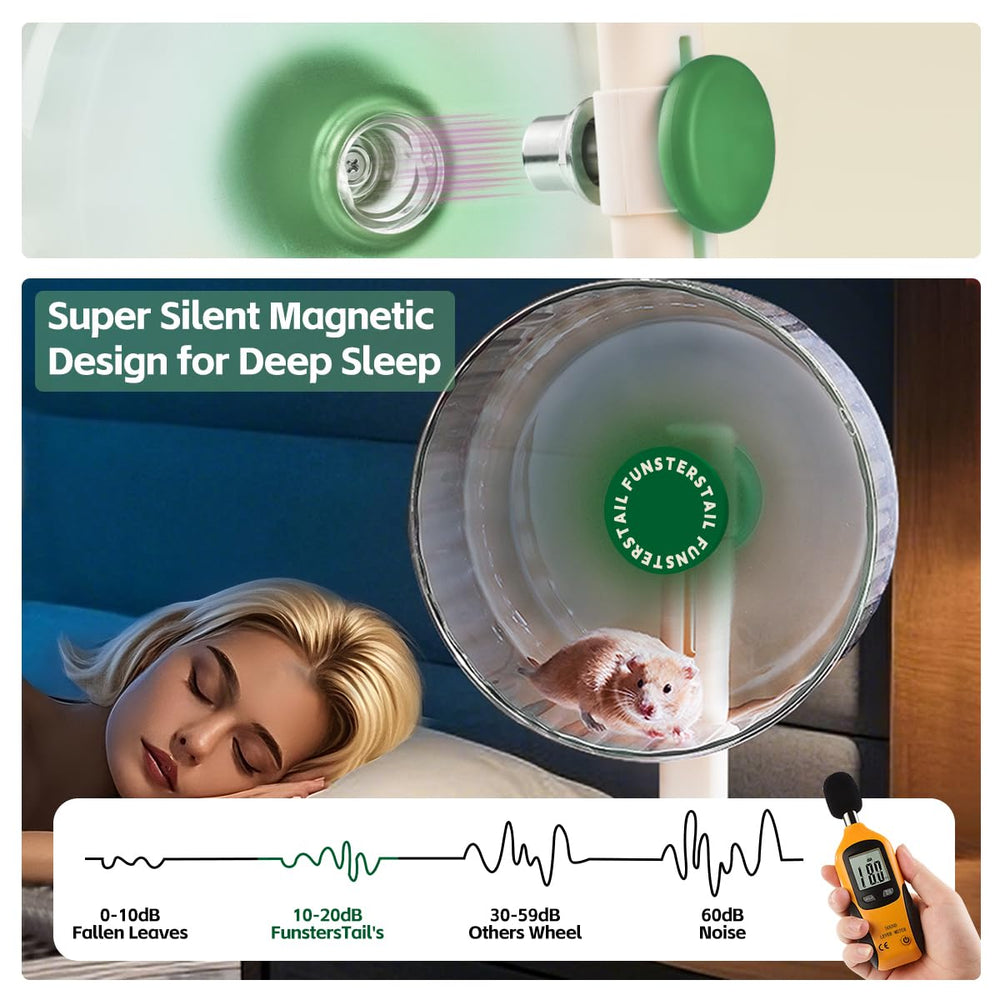 FunstersTail eje-magnetico-rueda-animales facilita limpieza sin ruidos.