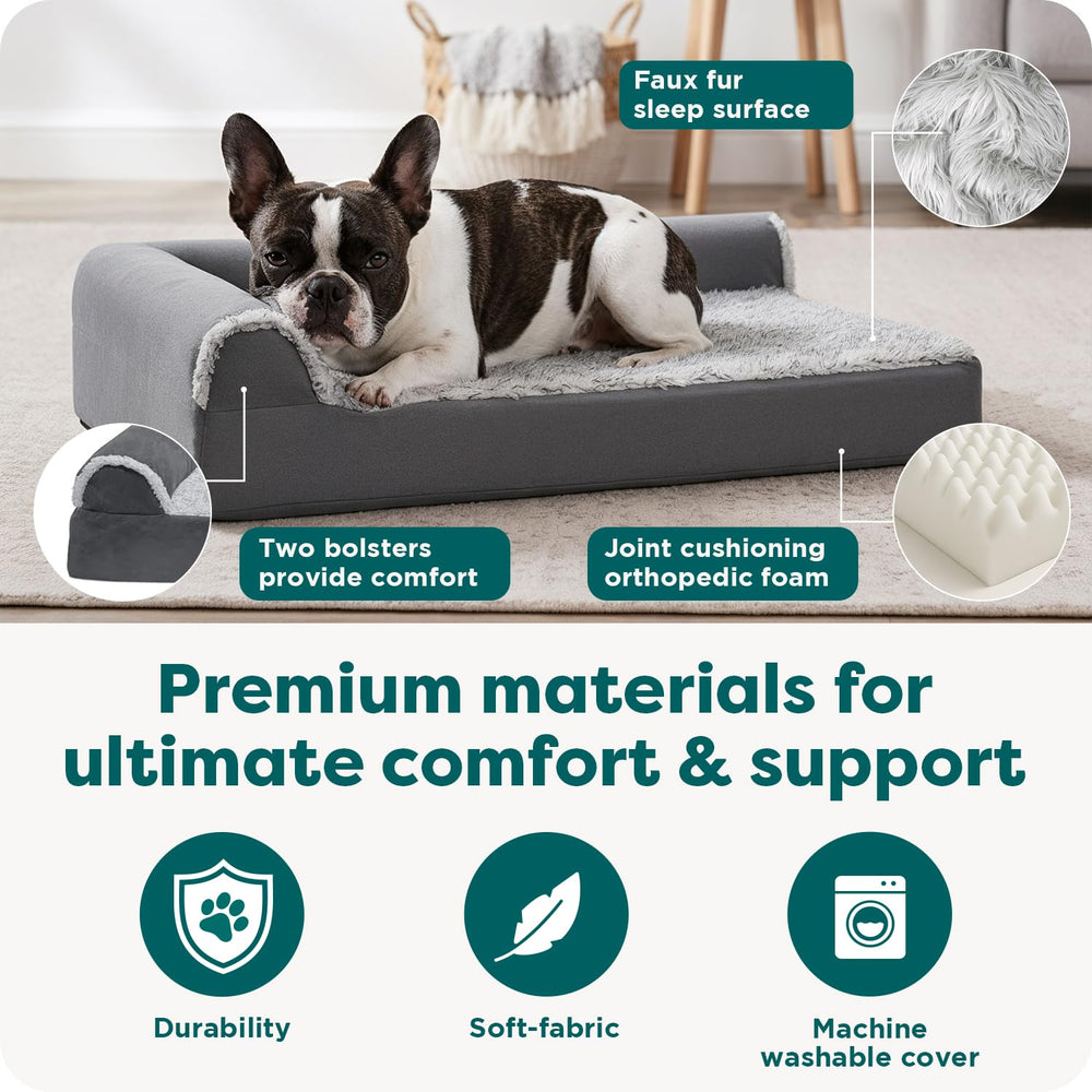 FurHaven bordes reforzados y reposacabezas: contención para dormir cómodo.